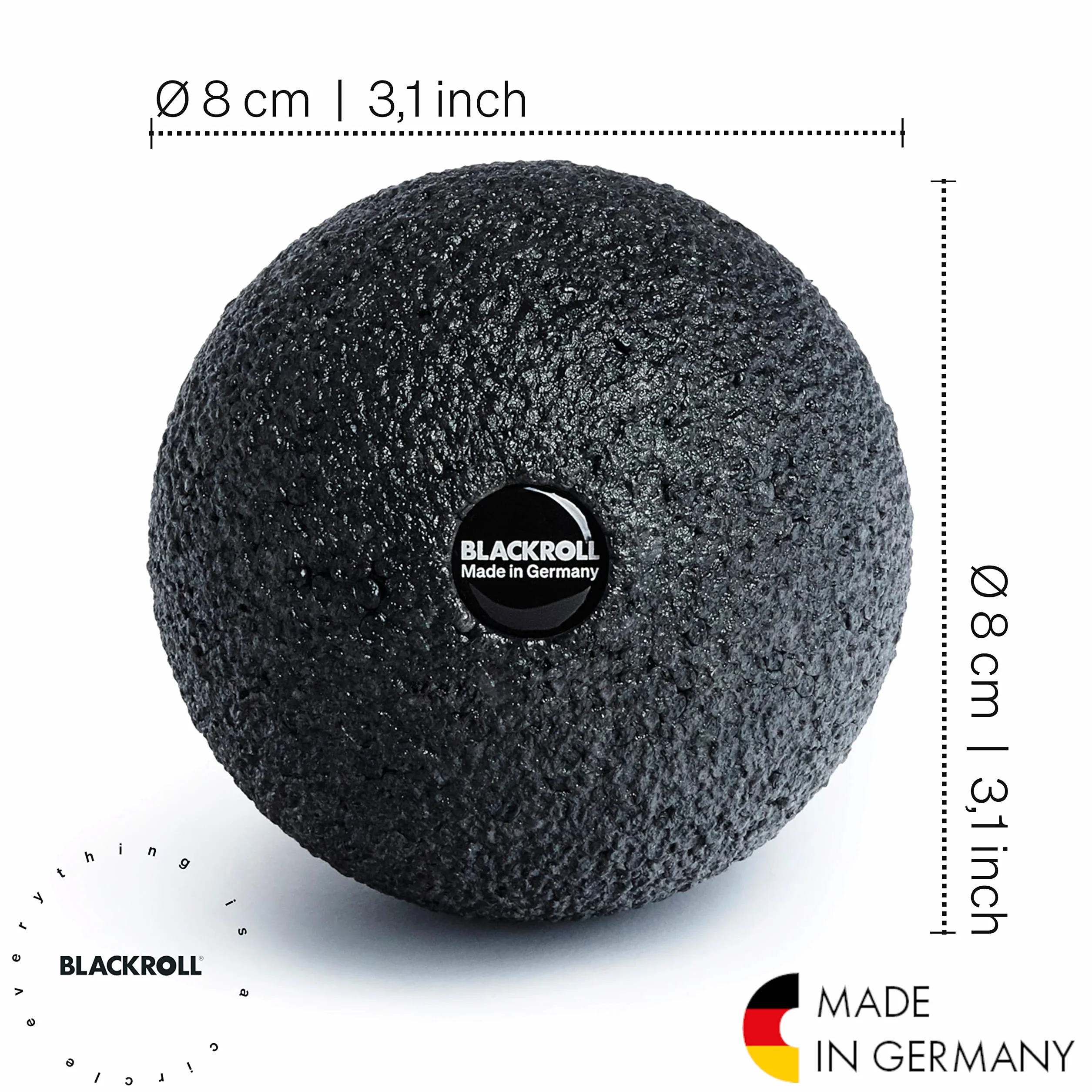 BLACKROLL® Faszienball balle de fascia pour automassage ciblé, balle de massage dureté moyenne fabriqué en Allemagne