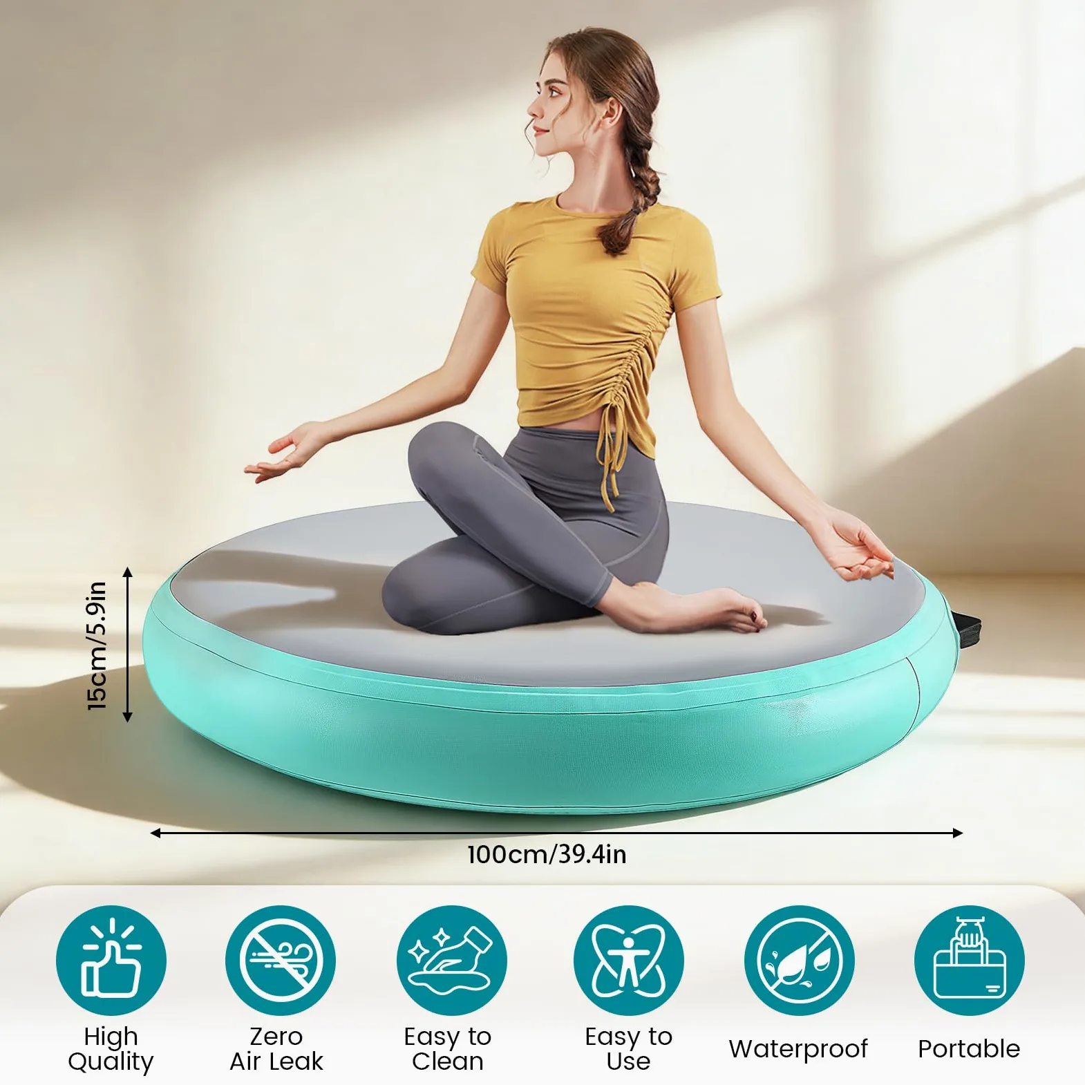 Air Track Tapis de Gymnastique Gonflable, Gonflable Air Spot 100x15cm Air Floor Mat, Rouleau d'Air Piste d'Air Gonflable avec Pompe, Tapis d'Exercice pour Maison/Yoga/ExtéRieur/Tumbling