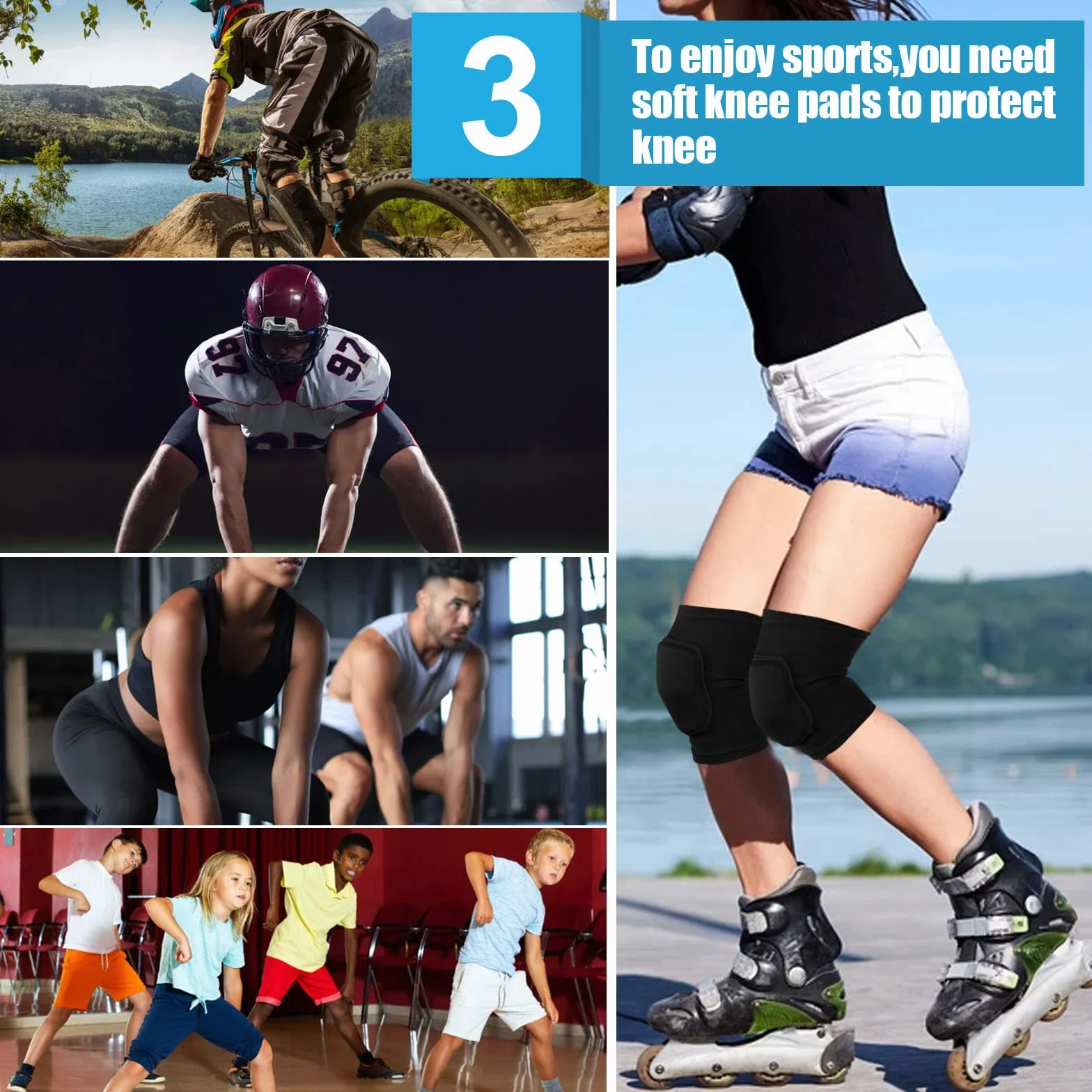 Genouillère Ligamentaire Enfants Protection Sport Compression Respirant Antidérapant Maintien Course