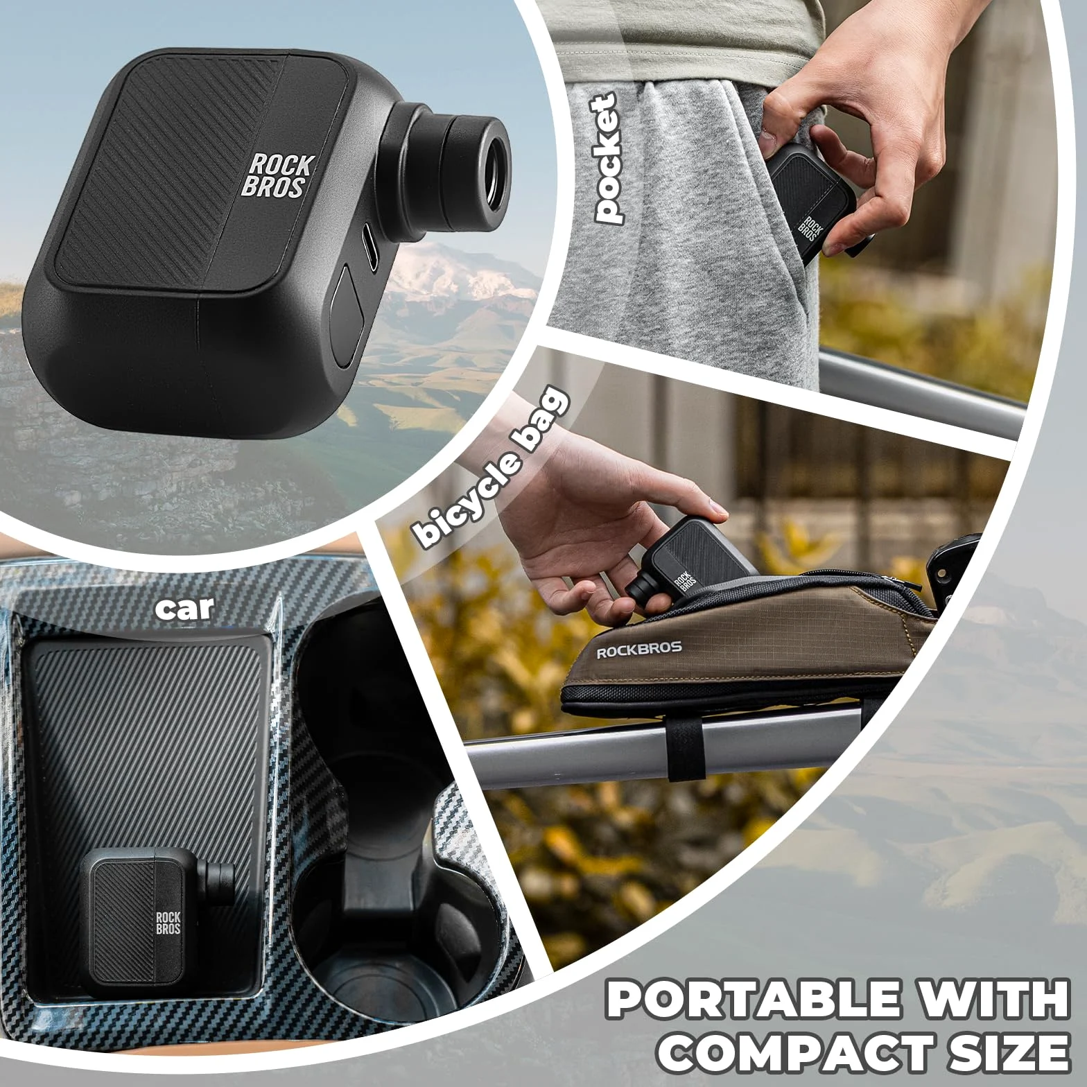ROCKBROS Mini pompe à vélo électrique portable 100 PSI | Rechargeable, valve Presta Schrader, petits accessoires de cyclisme, route, VTT