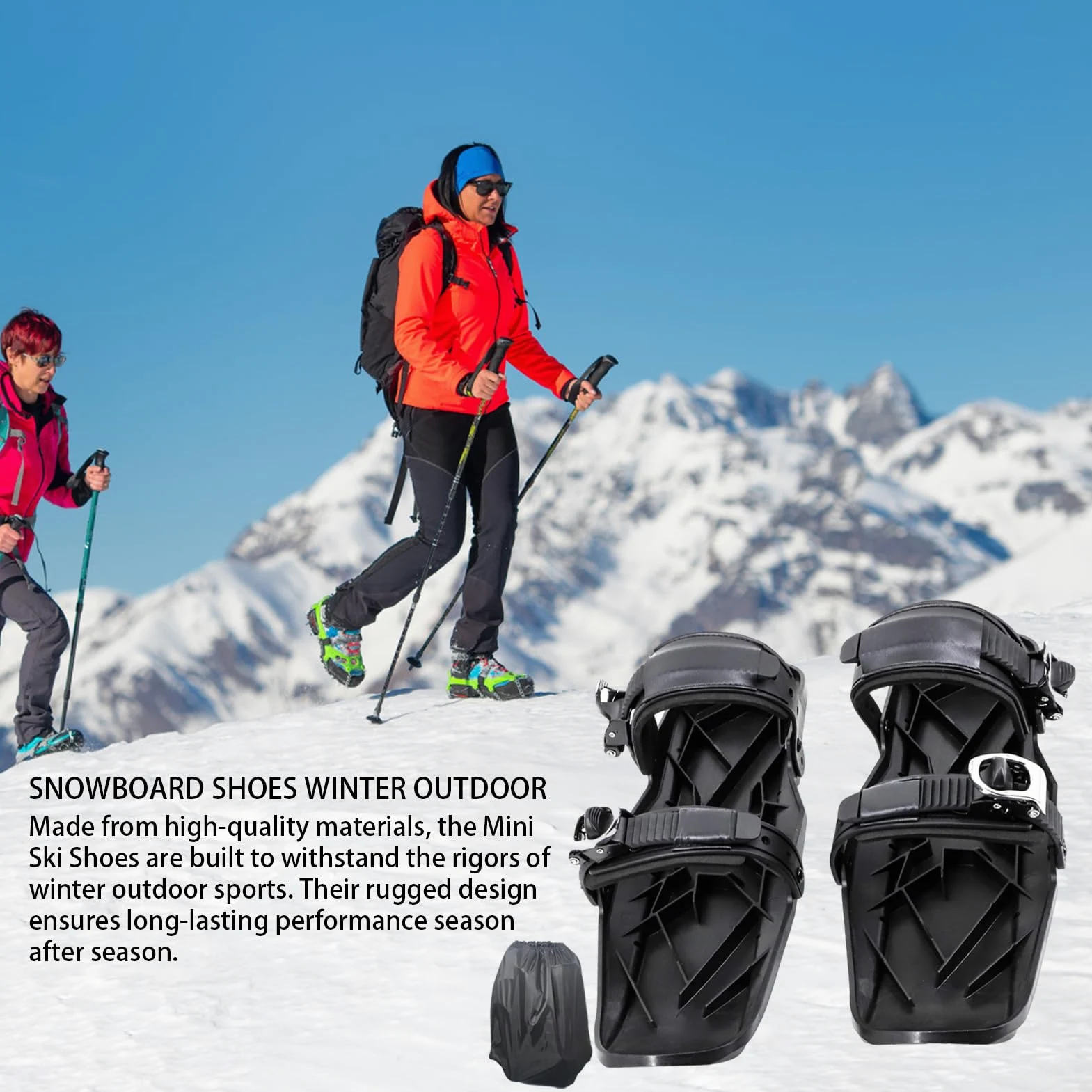 1 paire de raquettes à neige pour homme et enfant, légères, antidérapantes, réglables, avec sac à chaussures, boucle en acier inoxydable, outil de sport d'hiver pour parcs de neige, montagnes, neige
