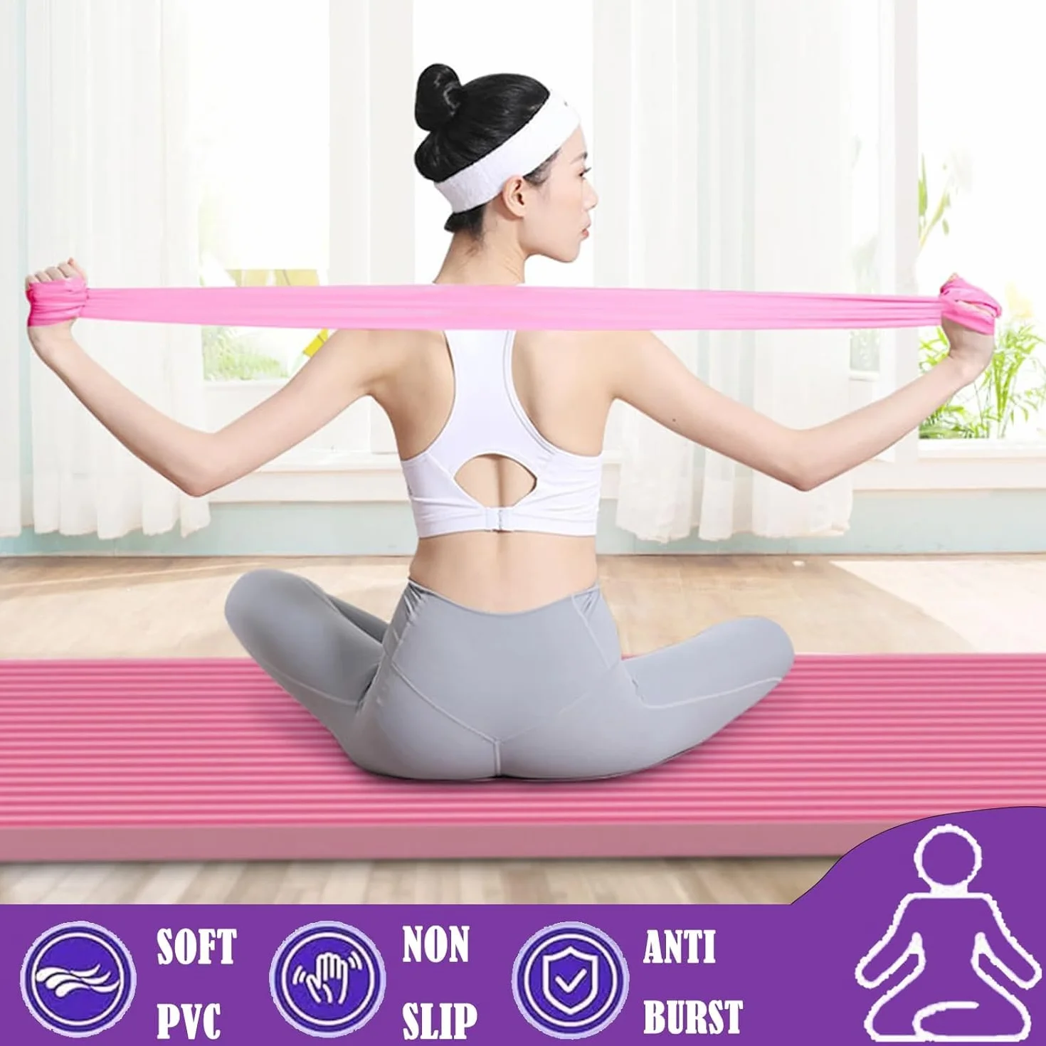 Kit Pilates 15 Pièces Bandes de Résistance Anneau de Roue