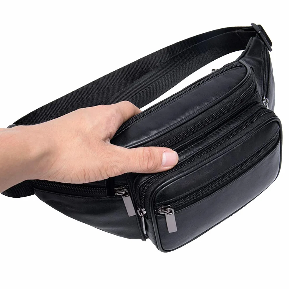 Sac Banane en Cuir pour Homme Femme Voyage Course Randonnée Camping