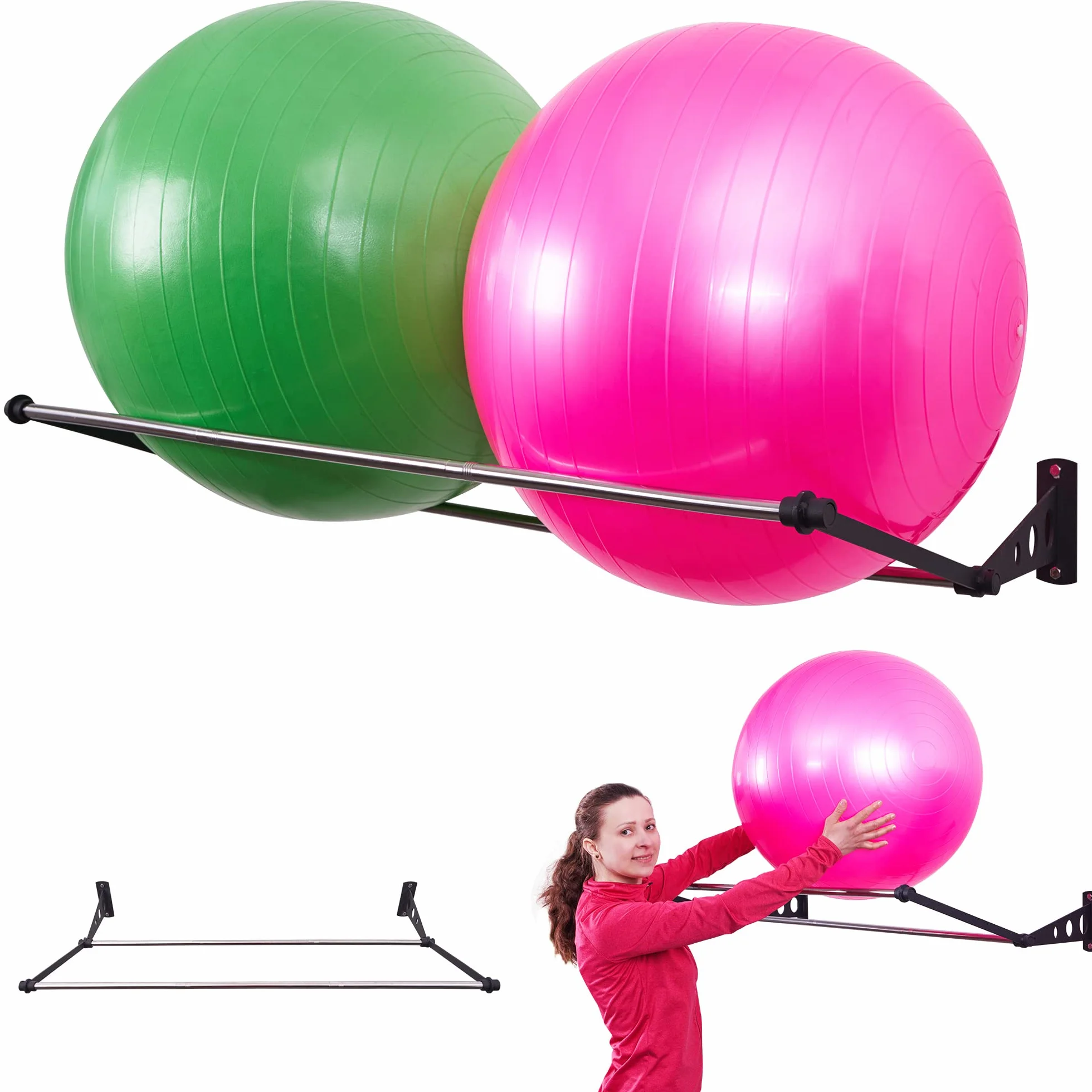 Support Mural Pour Ballons d'Exercice | Support Ballons de Yoga Fitness Thérapie Stabilité
