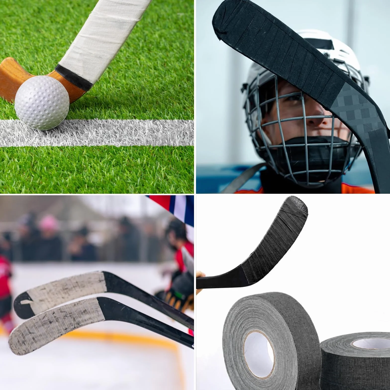 Ruban de Hockey Adhésif 25m x 25mm 2 Rouleaux Antidérapant Noir Blanc
