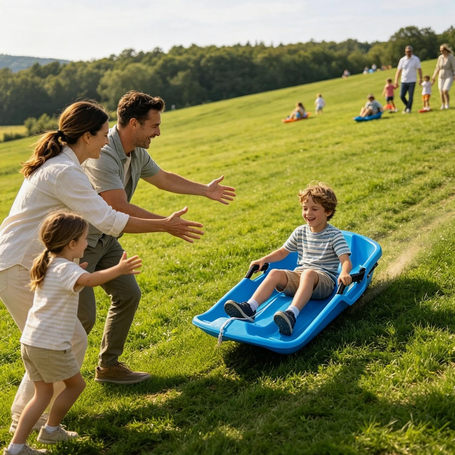 Luge Enfant Toboggan 2 Places Léger Pour Hiver Avec Poignées Et Corde De | Luge Neige Ski Hiver Pour Plage, Sable, Glace, Pentes Herbeuses, , En Plein Air