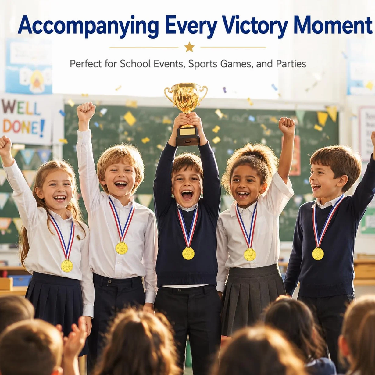 30 Médailles Enfant Dorées avec Rubans, Trophées, Médaille Personnalisable pour Récompenses Sportives, Événements Scolaires Et Jeux Enfants, Porte Médaille Plastique De Qualité