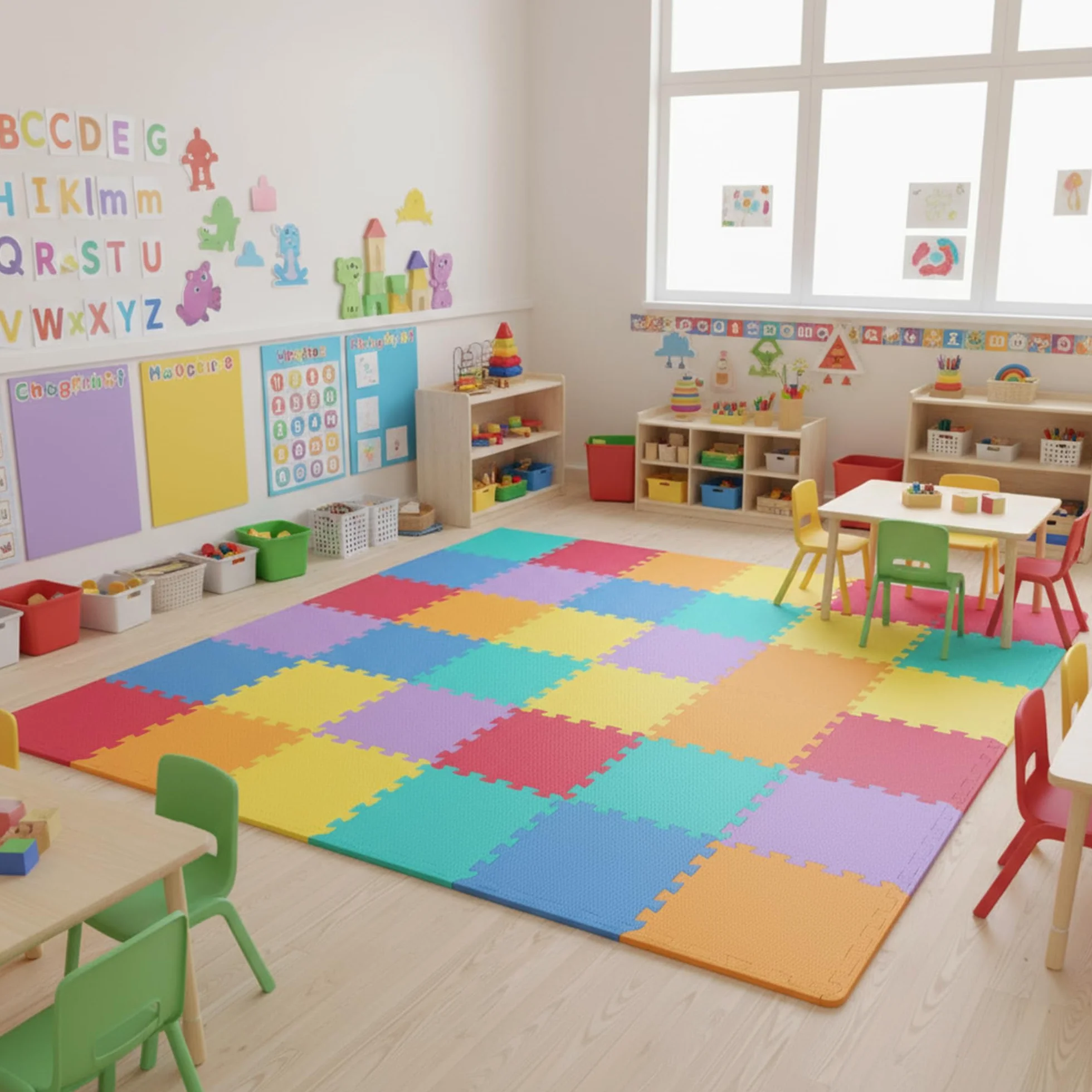 Tapis de Sol Imbriqués 30cm x 30cm Mousse Douce Tapis de Jeu Gymnastique 12 Pièces