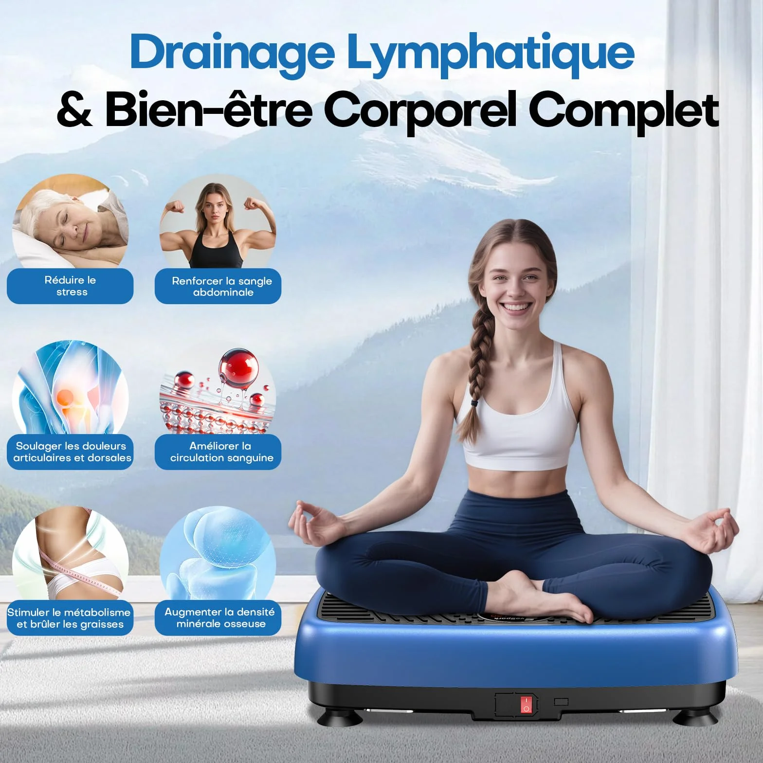 Plateforme Vibrante EvoSpark Double Moteur Haute Performance 120 Vitesses 450 LB