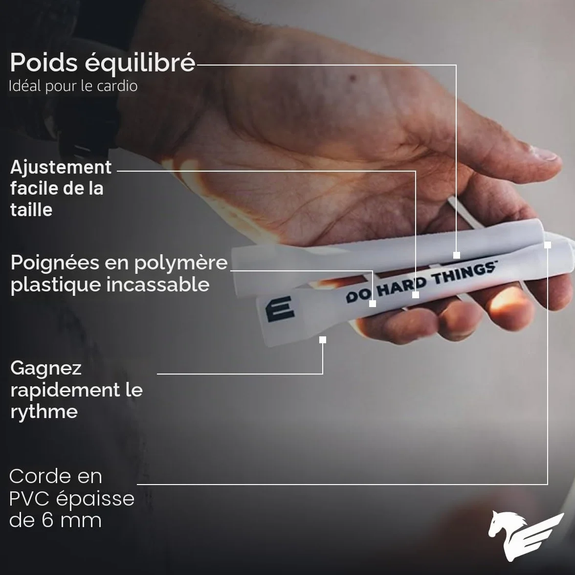 Corde à Sauter Réglable Elite Jumps 6 mm PVC Fitness Poignées Incassables Rotation Fluide Cardio Musculation CrossFit 305 cm