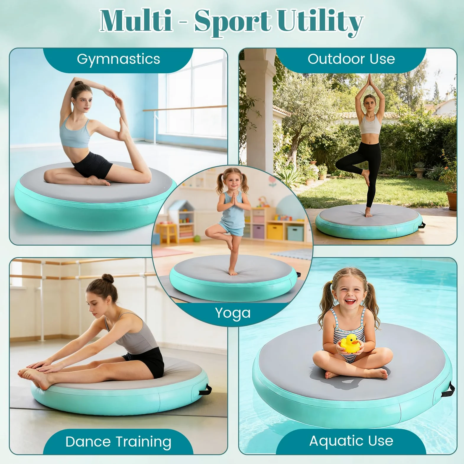 Air Track Tapis de Gymnastique Gonflable, Gonflable Air Spot 100x15cm Air Floor Mat, Rouleau d'Air Piste d'Air Gonflable avec Pompe, Tapis d'Exercice pour Maison/Yoga/ExtéRieur/Tumbling