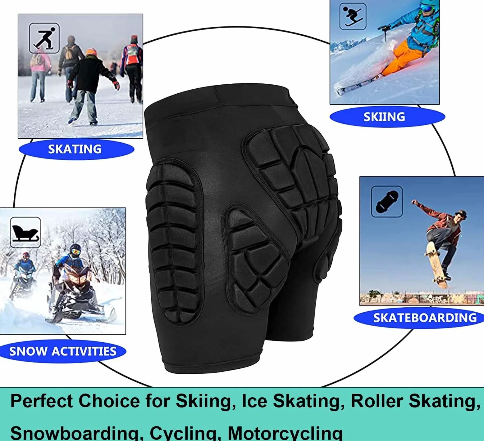 Short De Protection Rembourré Protège-Hanche Respirant Pour Patinage Snowboard Skating Ski Roller Équipement De Protection Des Fesses Pour Les Hanches (Color : C2, Size : M)