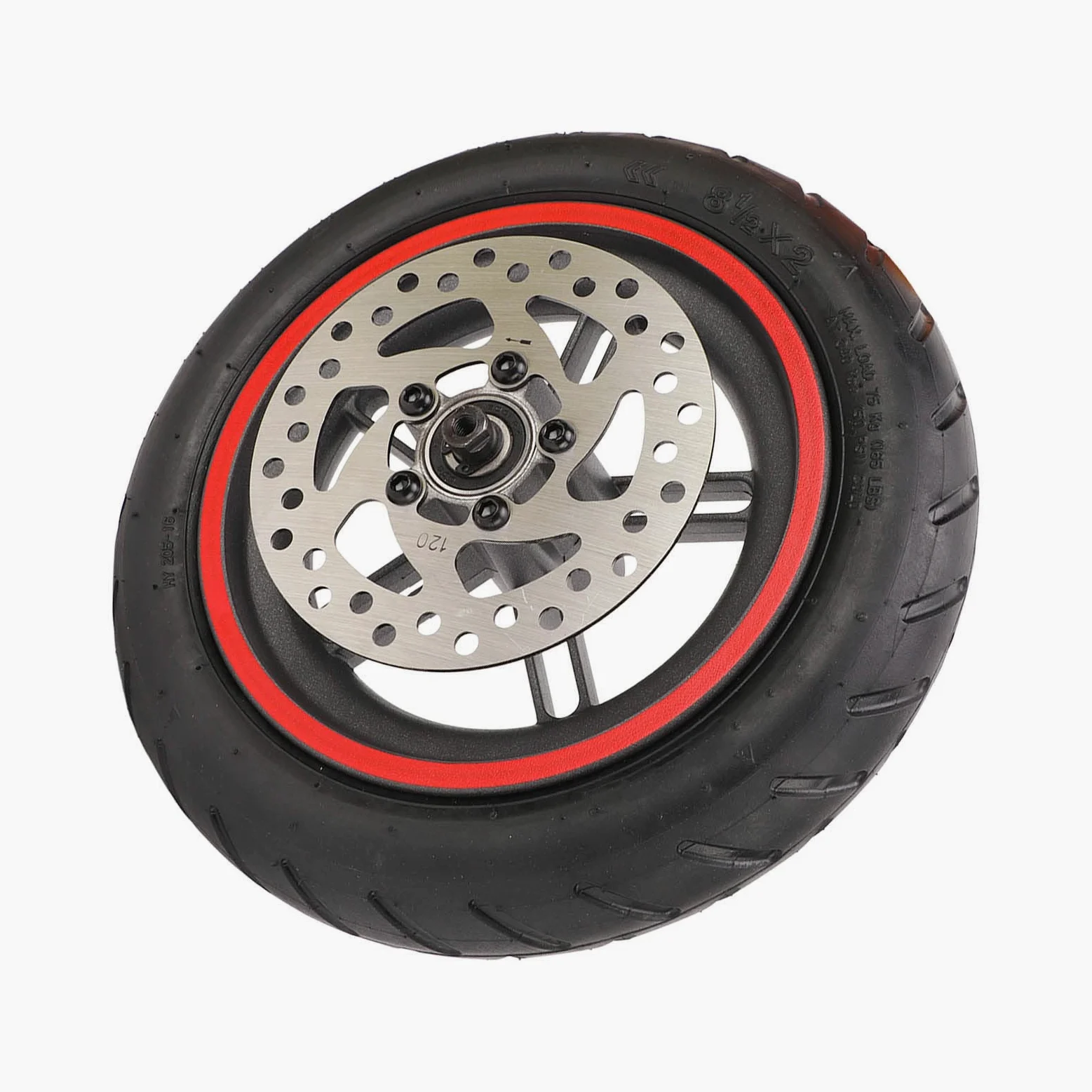RiToEasysports Roue Arrière de Scooter électrique, Roue Arrière de Scooter électrique avec Pneu Pneumatique Rouge de Disque de Frein de 120 Mm pour Pro PRO2 M3