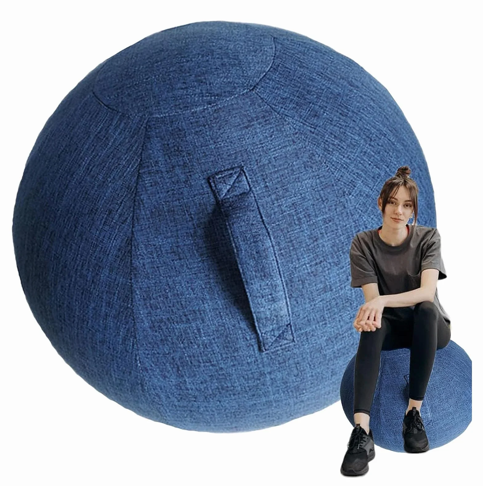Housse de ballon de yoga anti-rayures 85 cm Bleu avec poignée