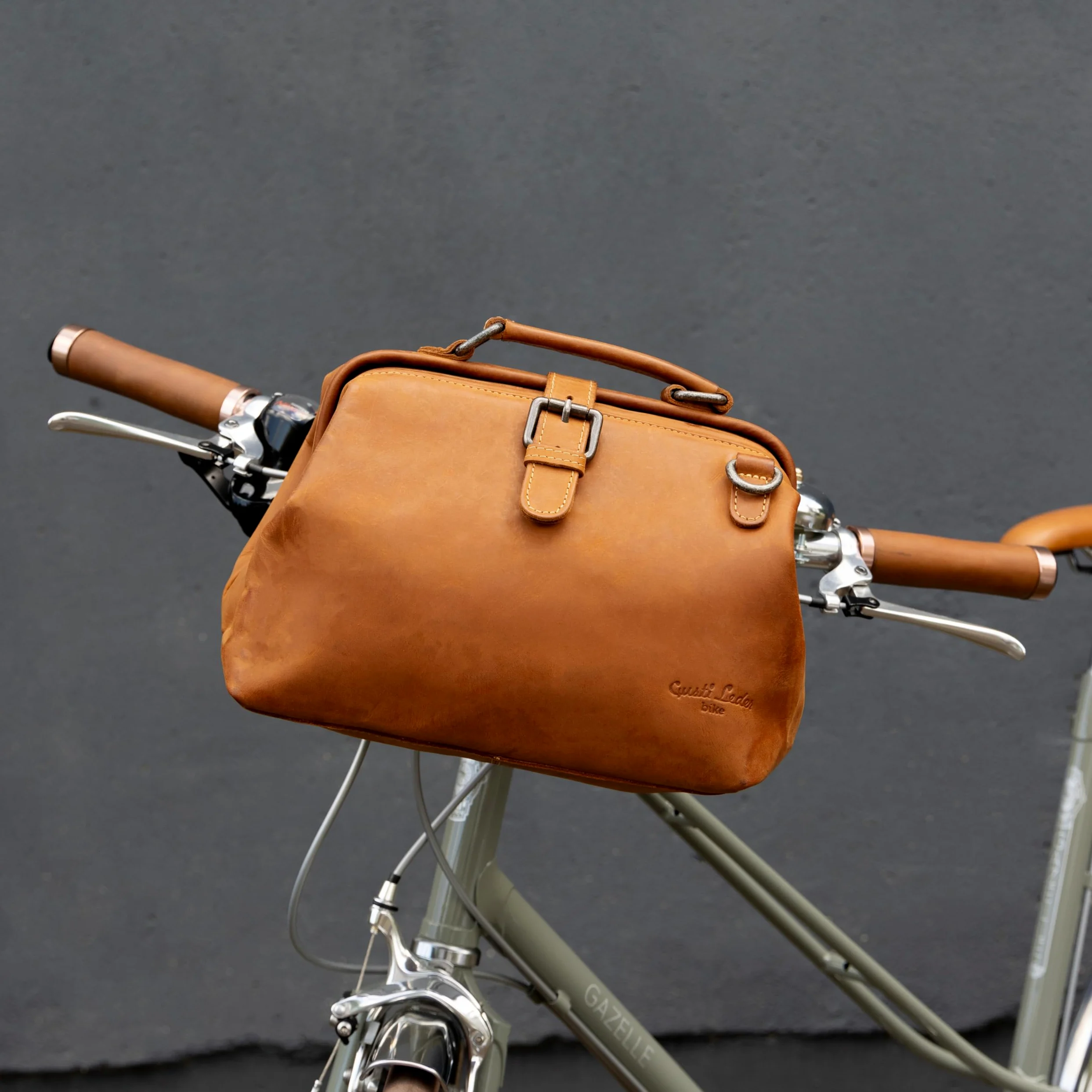 Gusti Tillie A. Sacoche de guidon en cuir vintage avec plaque, sac à bandoulière, sacoche de vélo en cuir, marron