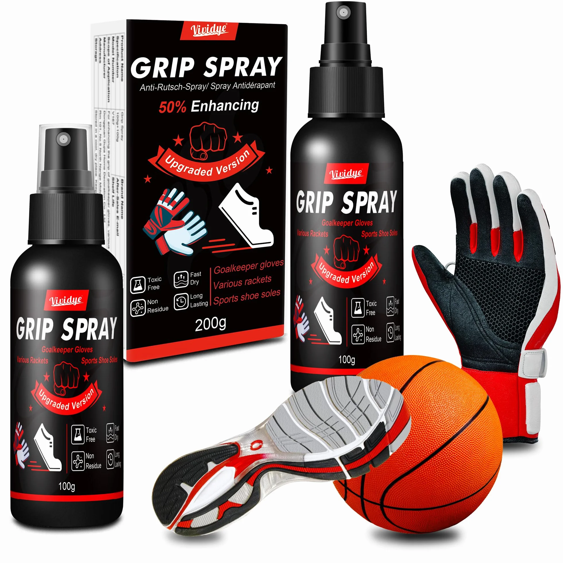 Spray Adhésif pour Gants de Gardien de but 200g, Adhérence Antidérapante pour Chaussures, Golf, Tennis, Pickleball