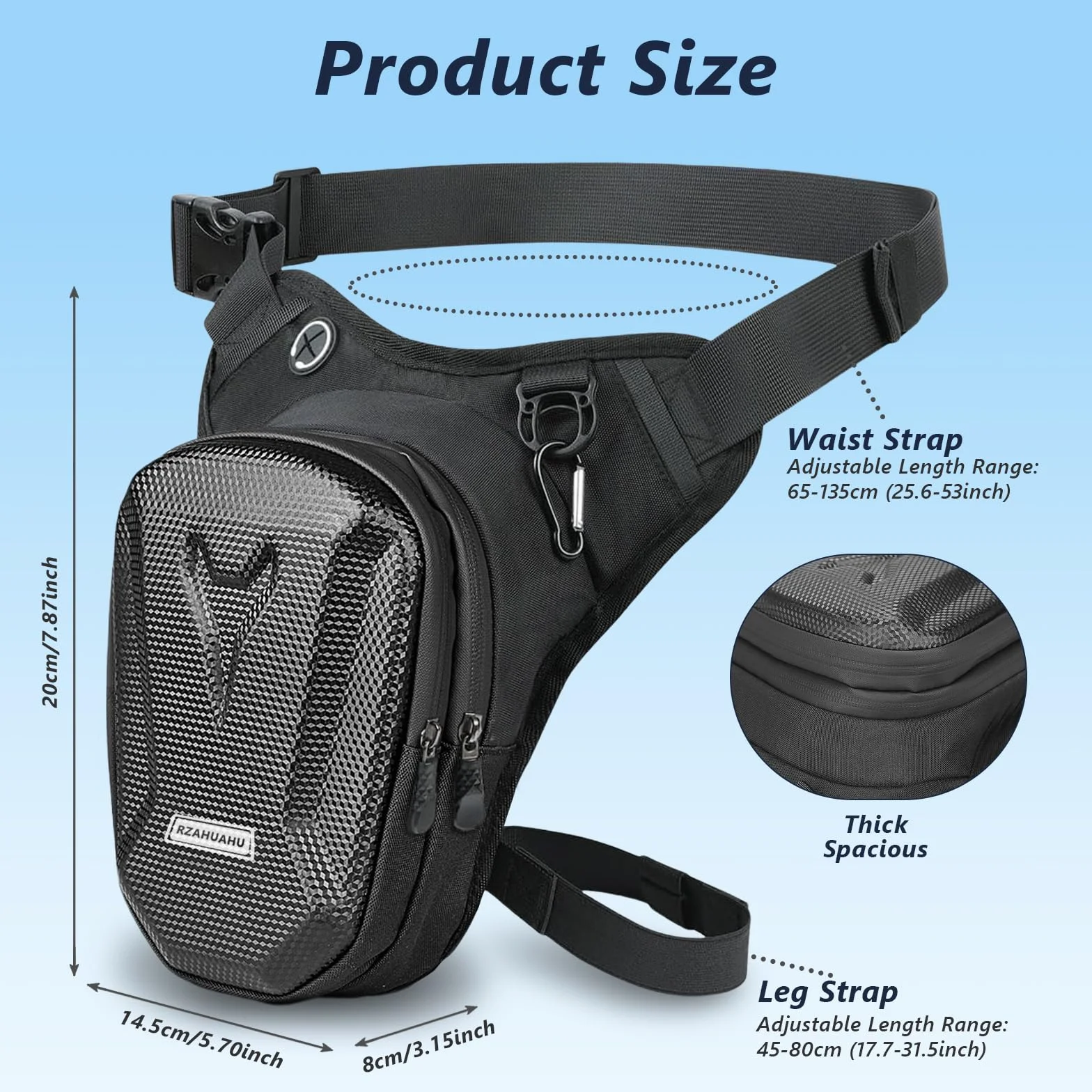 Flintronic Sacoche de Jambe Moto, Sac de Jambe Tactique, Leg Bag en Coque EVA, Multifontion Moto Poche Jambe, Imperméable, avec Sangle de Jambe Amovible, pour Cyclisme, Course, Randonnée