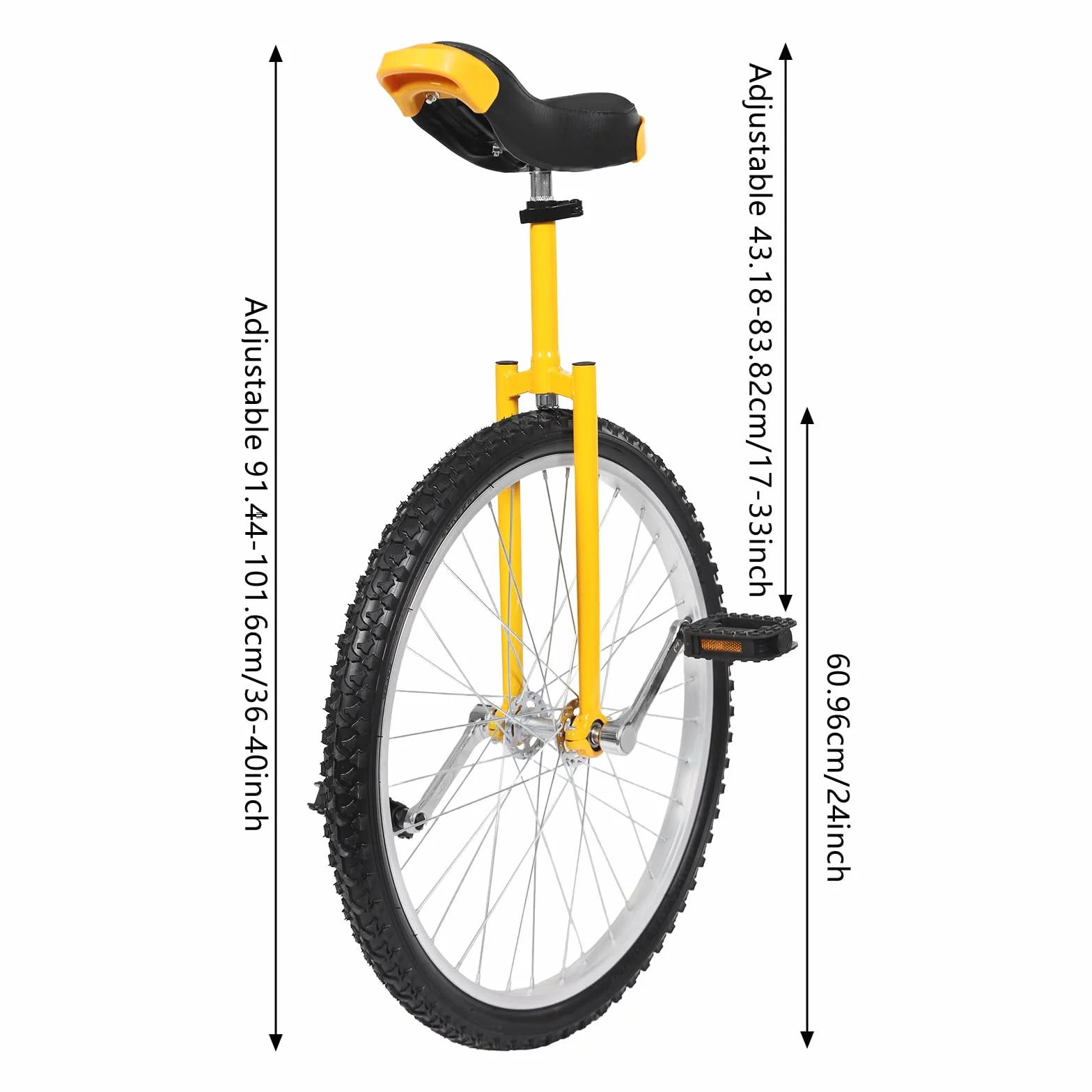 Monocycle 24 Pouces pour Sport, Cadre en Acier au Manganèse, Réglable