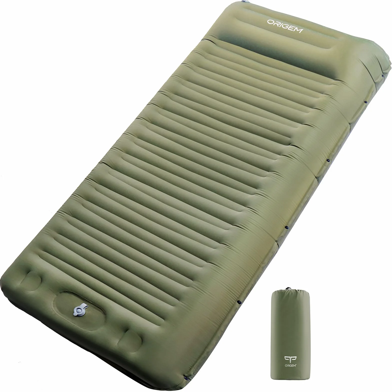 Origem Matelas Camping Autogonflant Ultra Léger 14cm avec Pompe à Pied et Oreiller pour Tente Randonnée