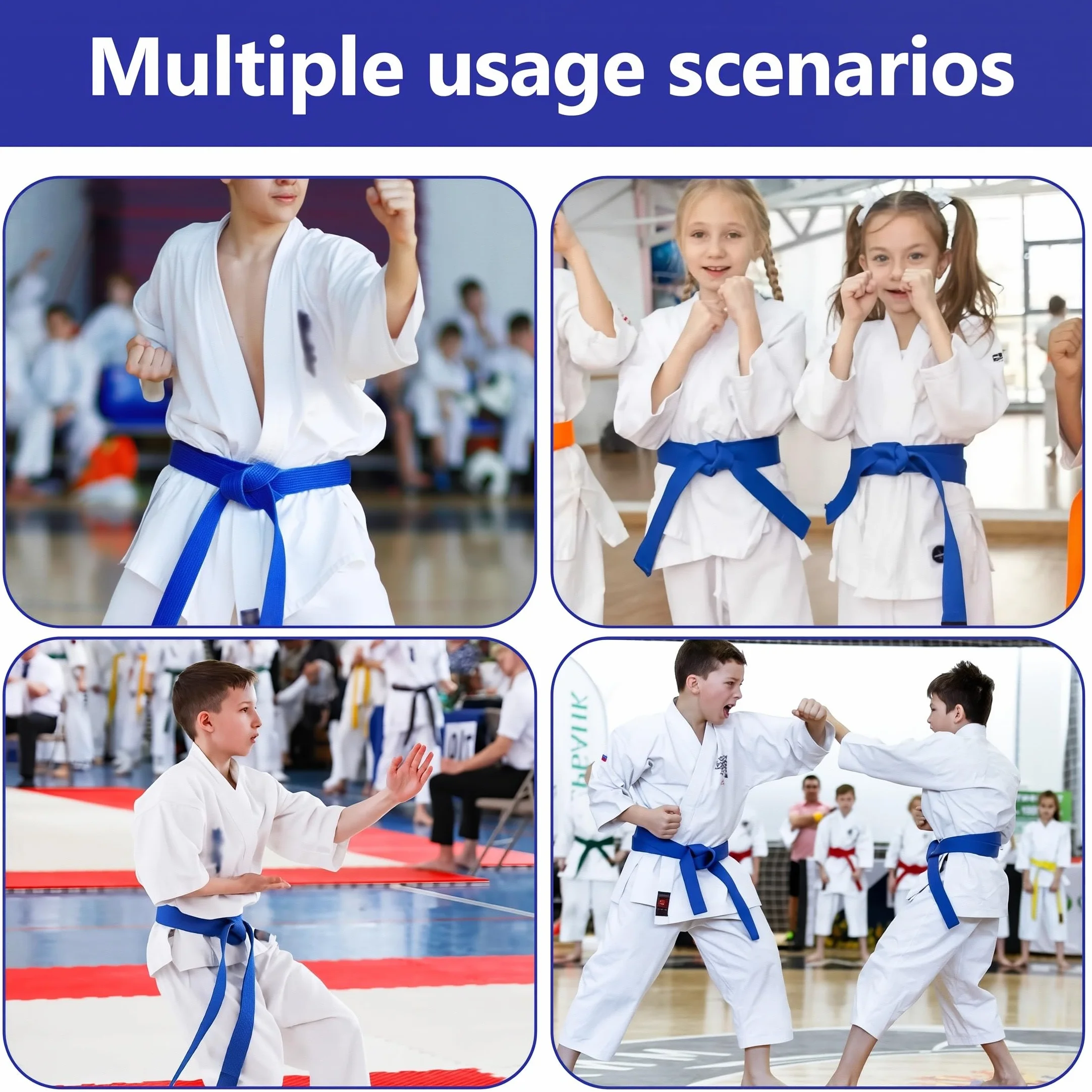 Ceinture de Taekwondo 240 cm Bleue Niveau 4