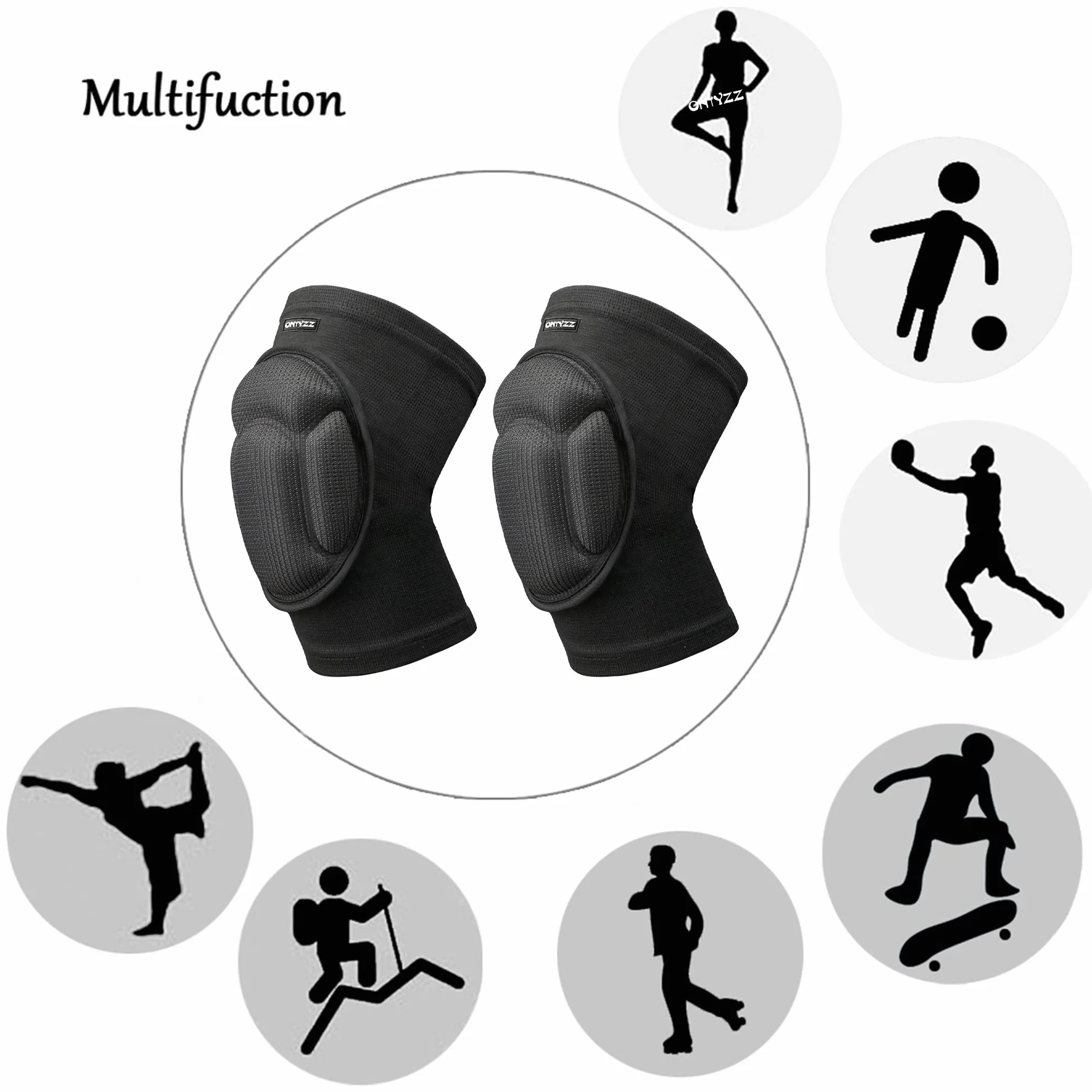 Genouillère Anti-Collision Épaississement Respirante Haute Élasticité Volleyball Gardien de But Football Danse Hip Hop (1 Paire)