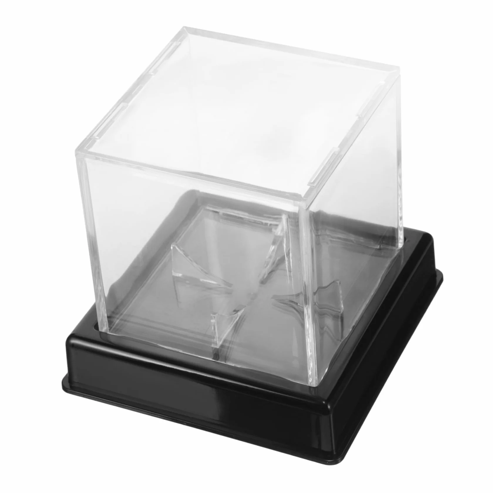 Vitrine Transparente Carrée en Plastique Noir pour Balles de Sport Baseball