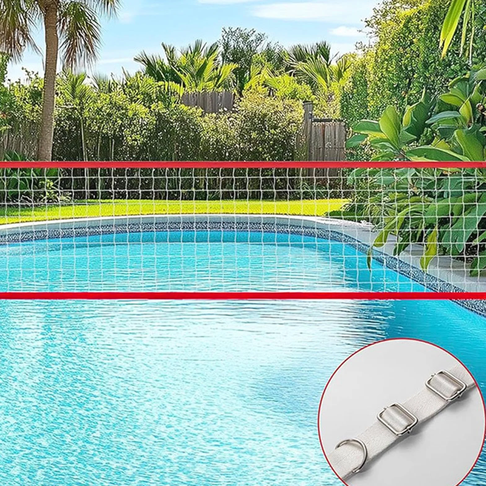 Filet de Volley pour Piscine - Jeu de Volley Ball Portable avec Accessoire Sportif Réglable