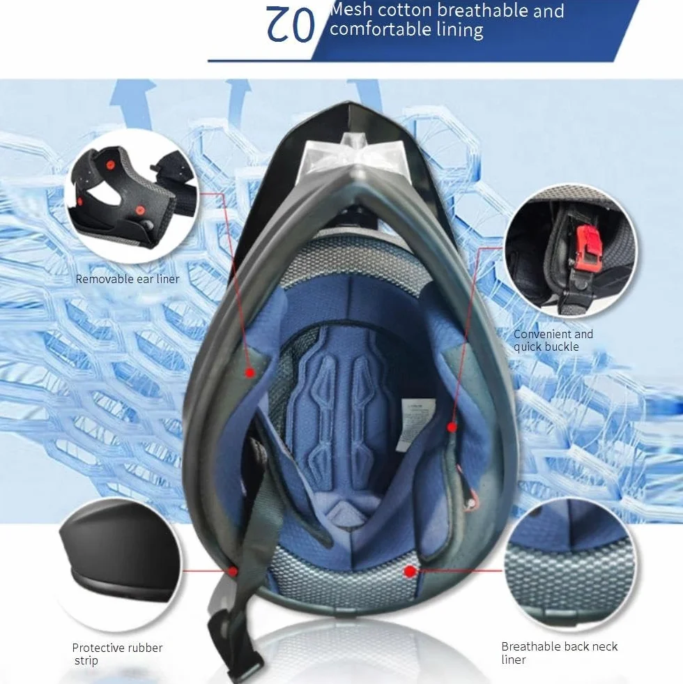 Casque Moto Hors Route Enfant avec Gants Lunettes Masque, MTB VTT BMX Descente Cross, Unisexe