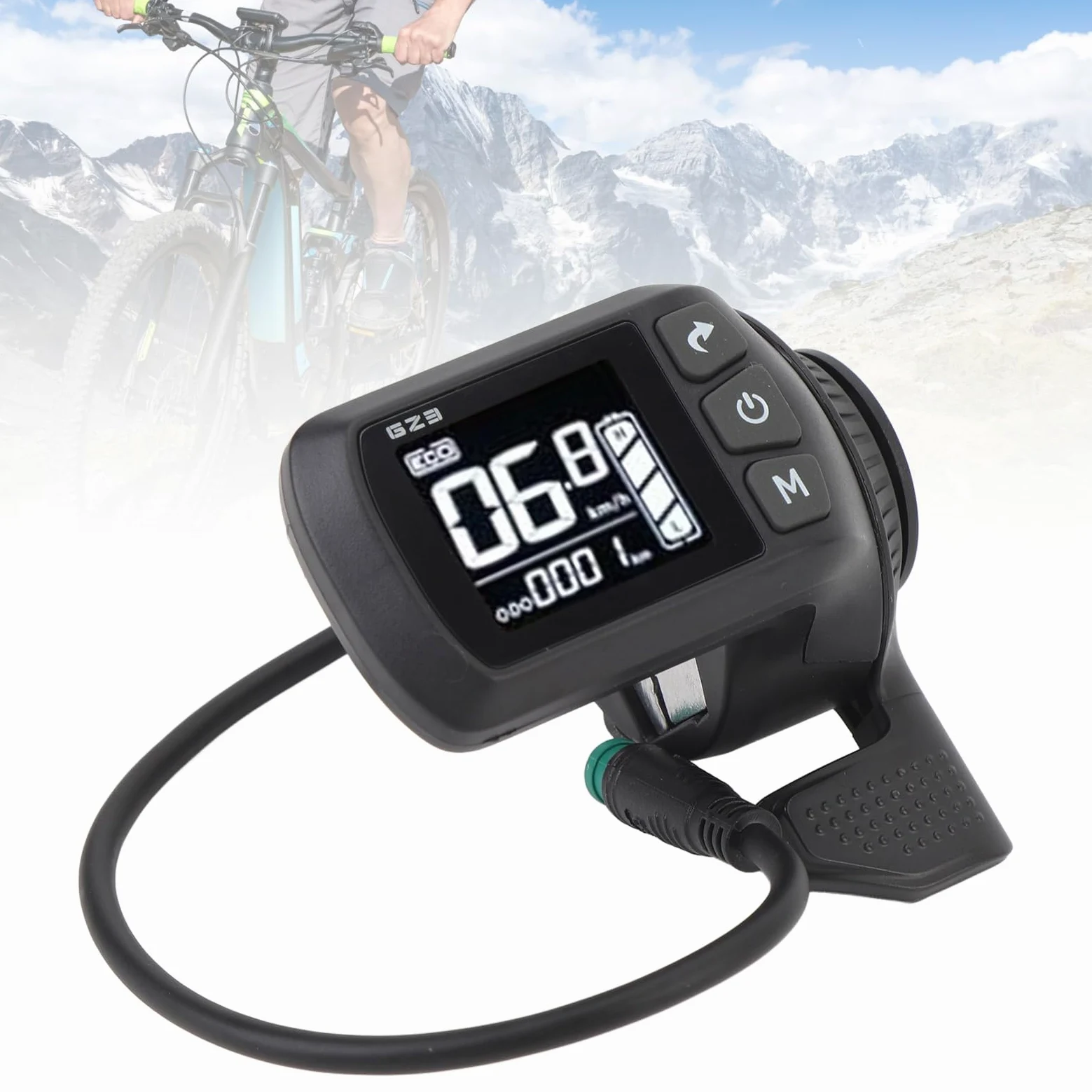 Dilwe Écran LCD de Cycle électrique, Panneau D'affichage LCD étanche 2 en 1 avec Connecteur à 5 Broches, Compteur D'affichage LCD de Cyclisme avec visibilité Claire