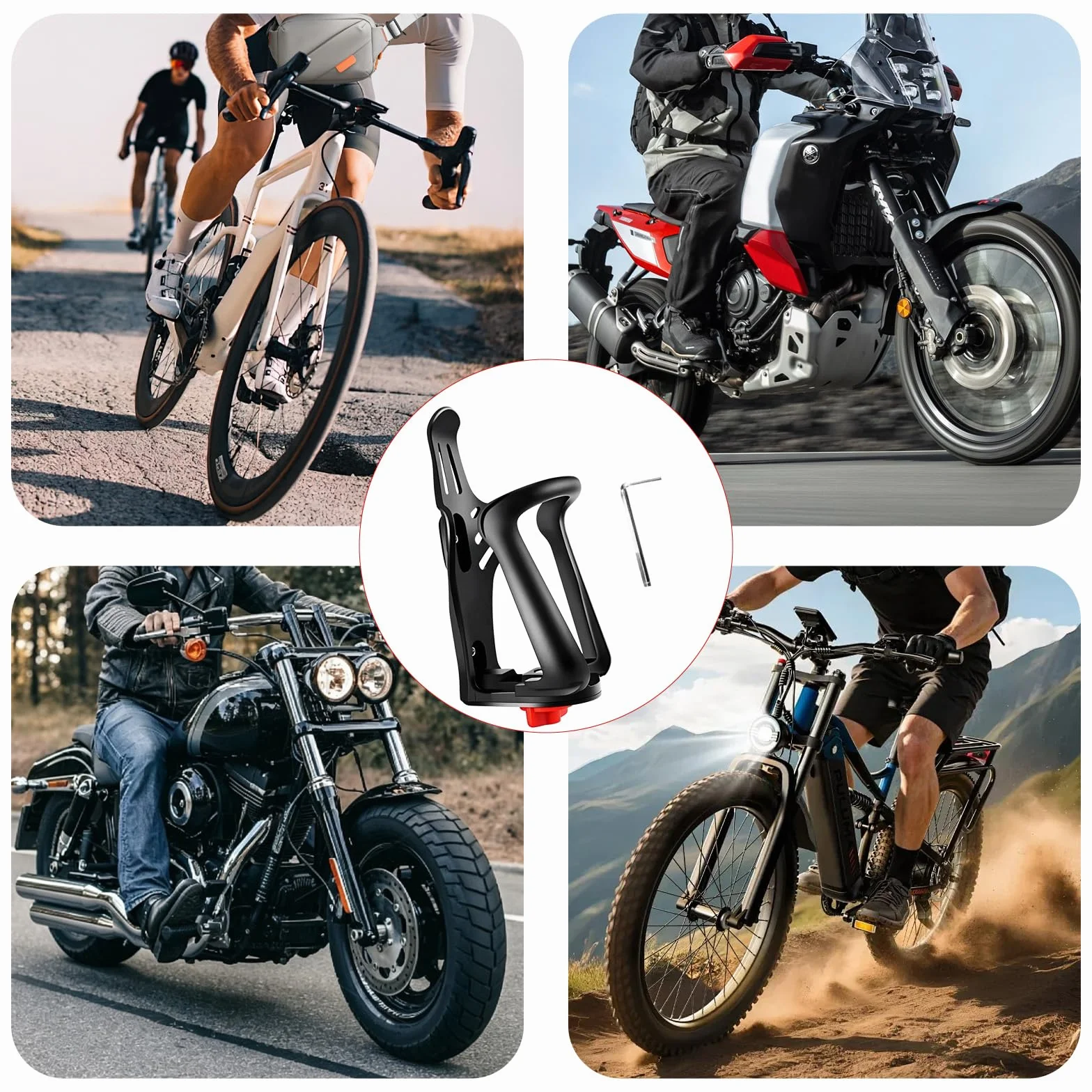 Porte-bouteille pour vélo réglable, adapté cadre et guidon, pour VTT, route, trottinette
