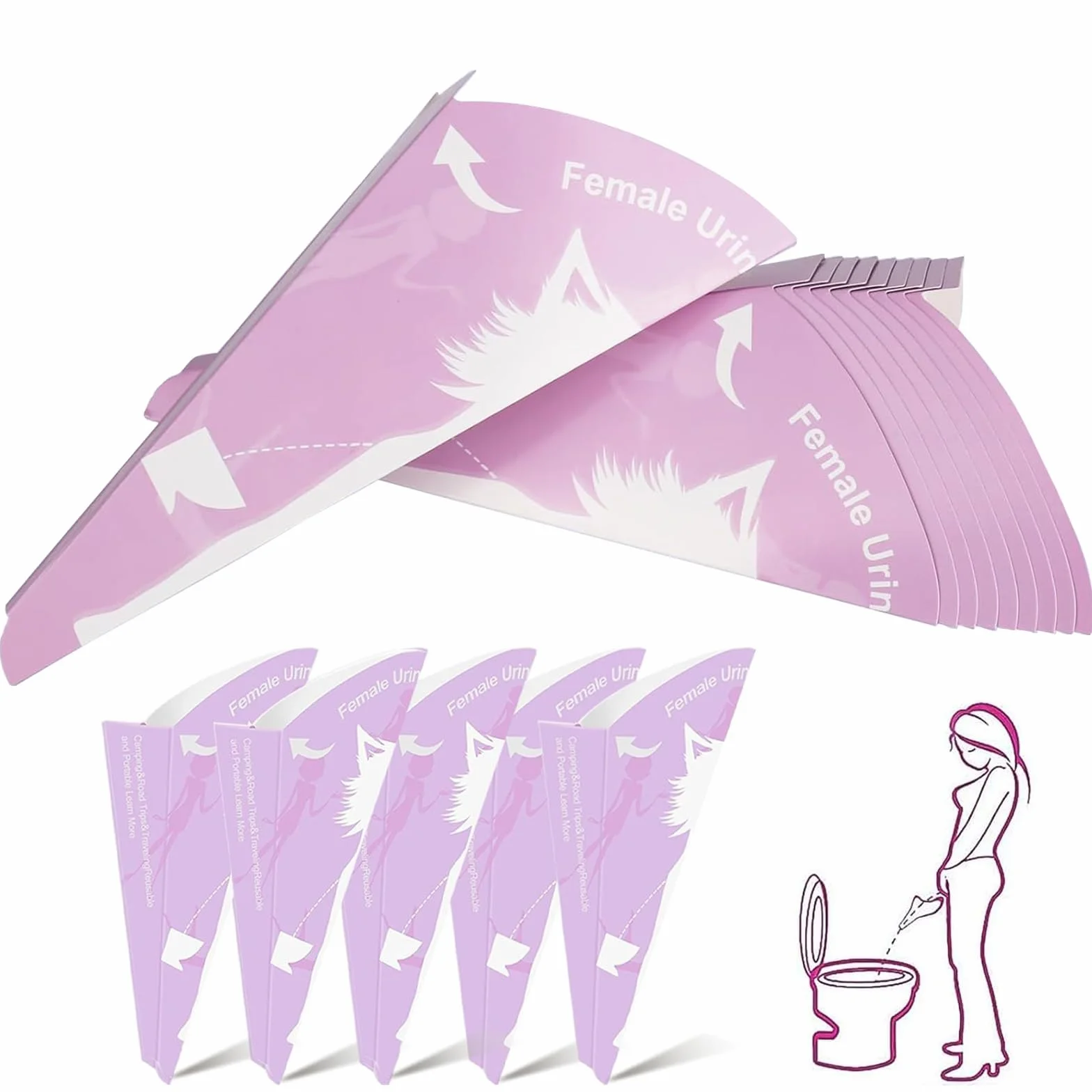 Lot de 30 Urinaux Féminins en Papier Portable pour Pisser Debout - Randonnée, Camping & Voyage