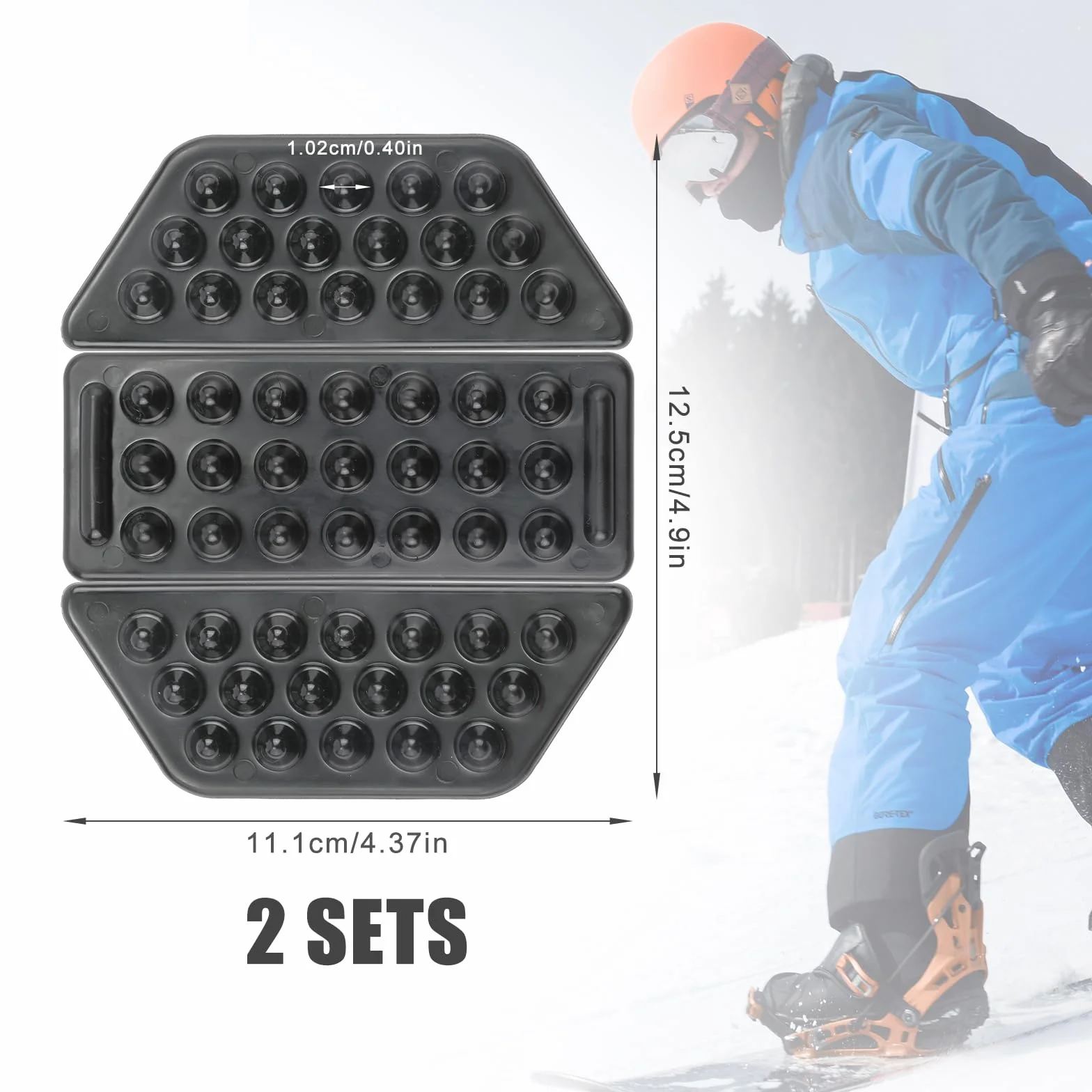 PEUTIER 2 Lots de 6 Pièces Stomp Pad Transparent Snowboard Grip Pad Antidérapant Noir