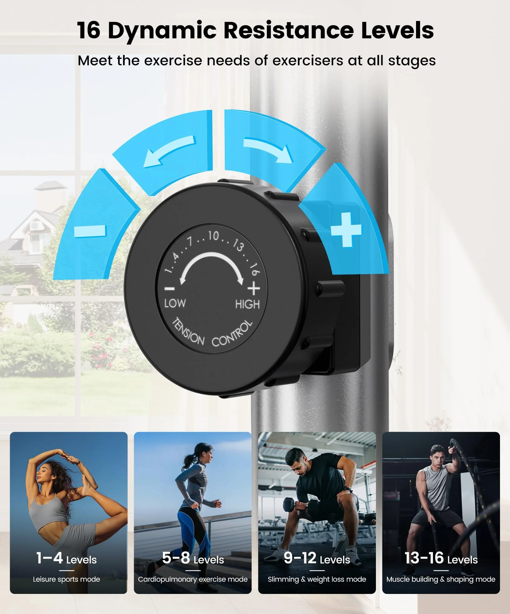 YOLEO Vélo Elliptique 16 Niveaux de Résistance Volant d'Inertie 6 kg Écran LCD Appareil Fitness Cardio