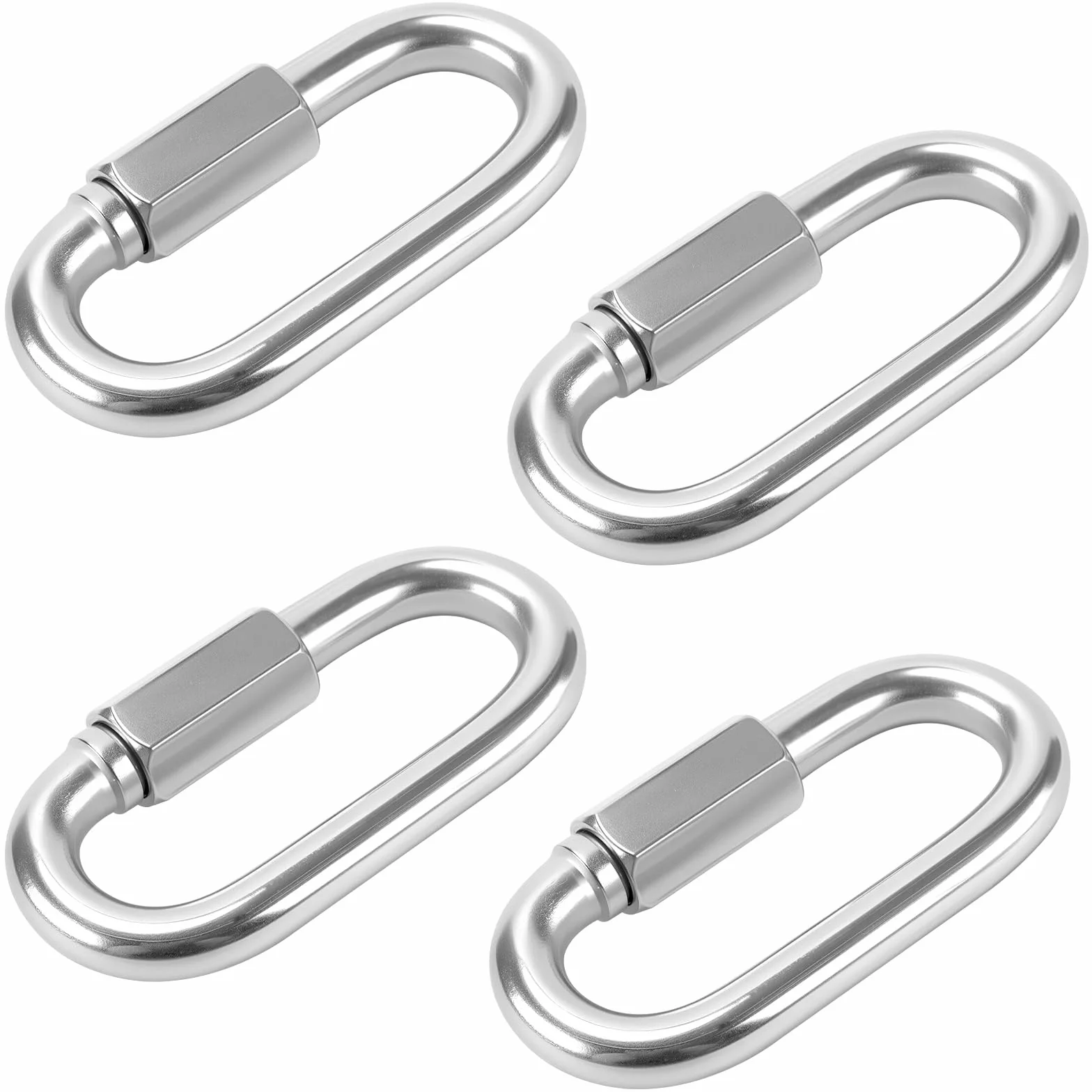 Mousquetons à visser M10 acier inoxydable - Maillon de chaîne 1000 kg - Lot de 4