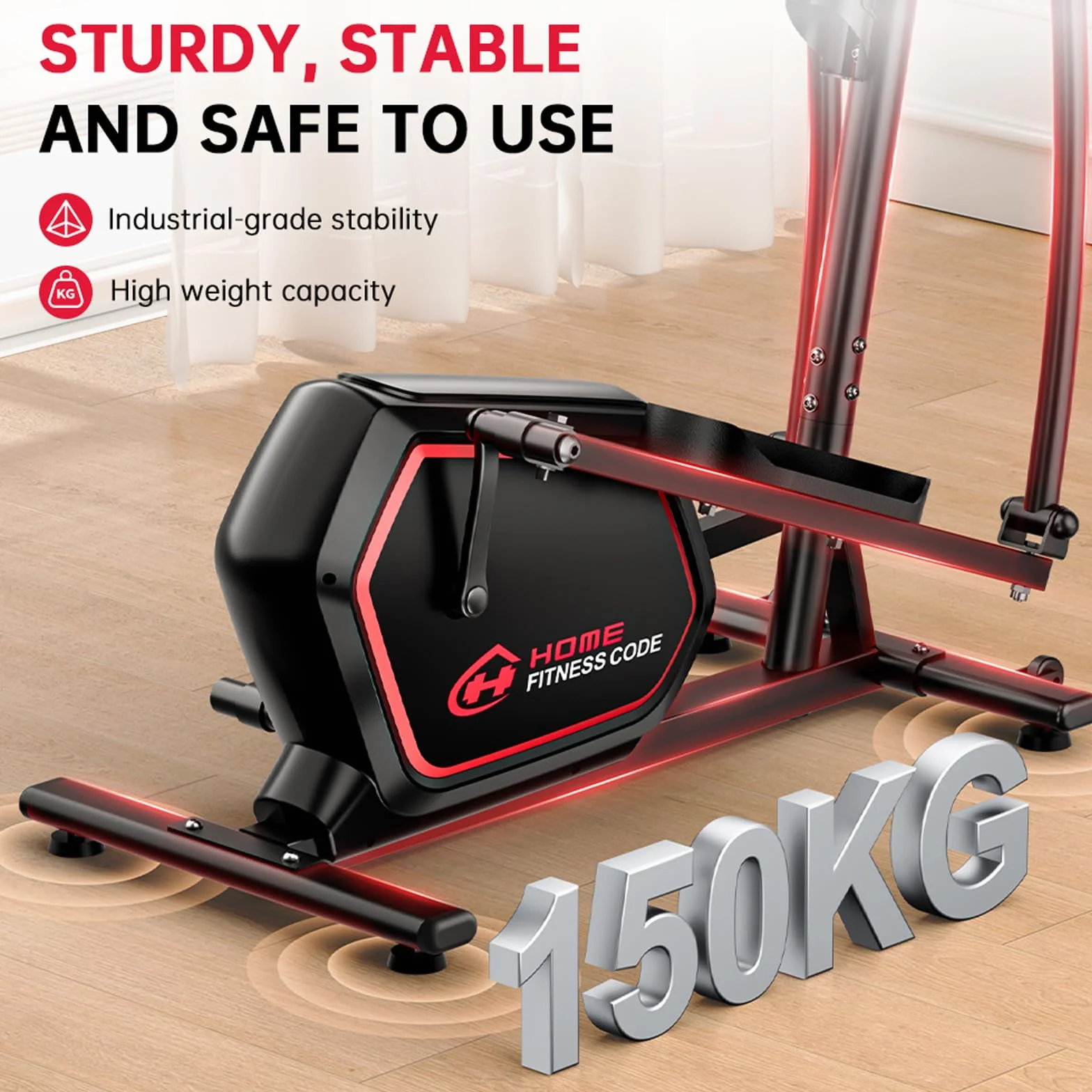 Vélo Elliptique Pliable, Cardio-Training 16 Niveaux Résistance Magnétique, Écran LCD Capteur Pouls, 30 DB, Charge 150 Kg