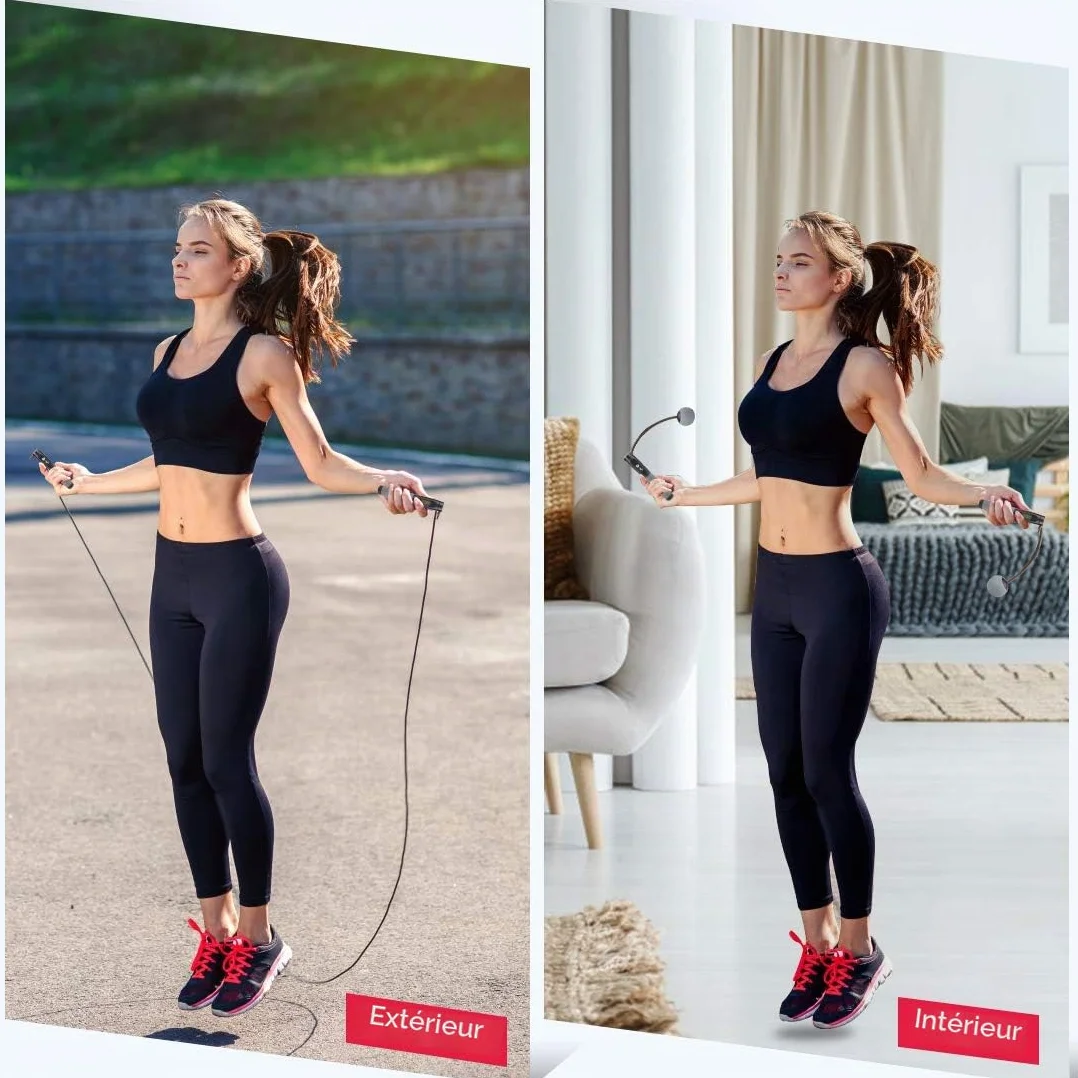 Te-Rich Corde à Sauter Sport Sans Fil avec Compteur, 3M Réglable Roulements à Billes Acier Poignées Antidérapantes