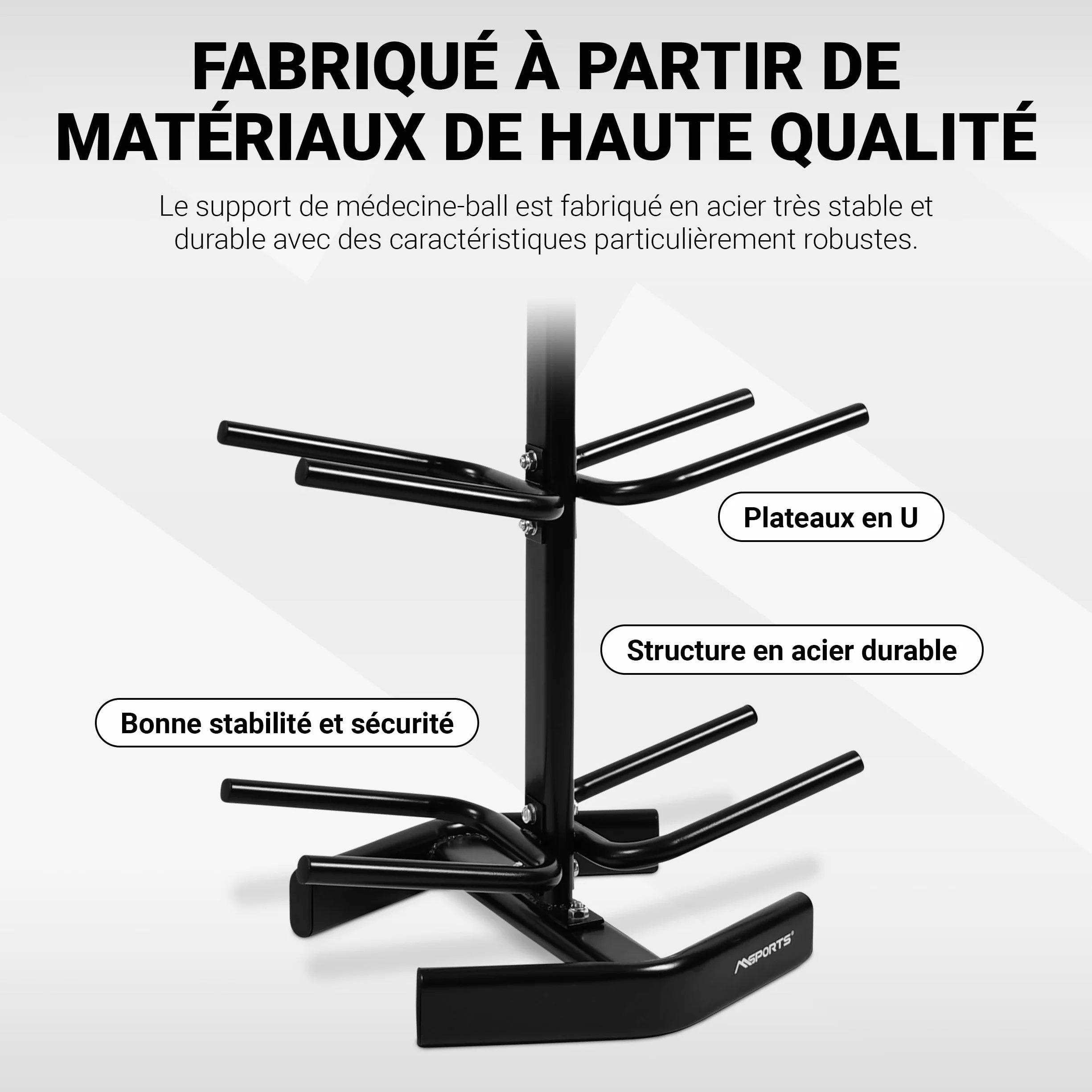 MSPORTS Étagère pour 10 balles de gymnastique ballon médicinal