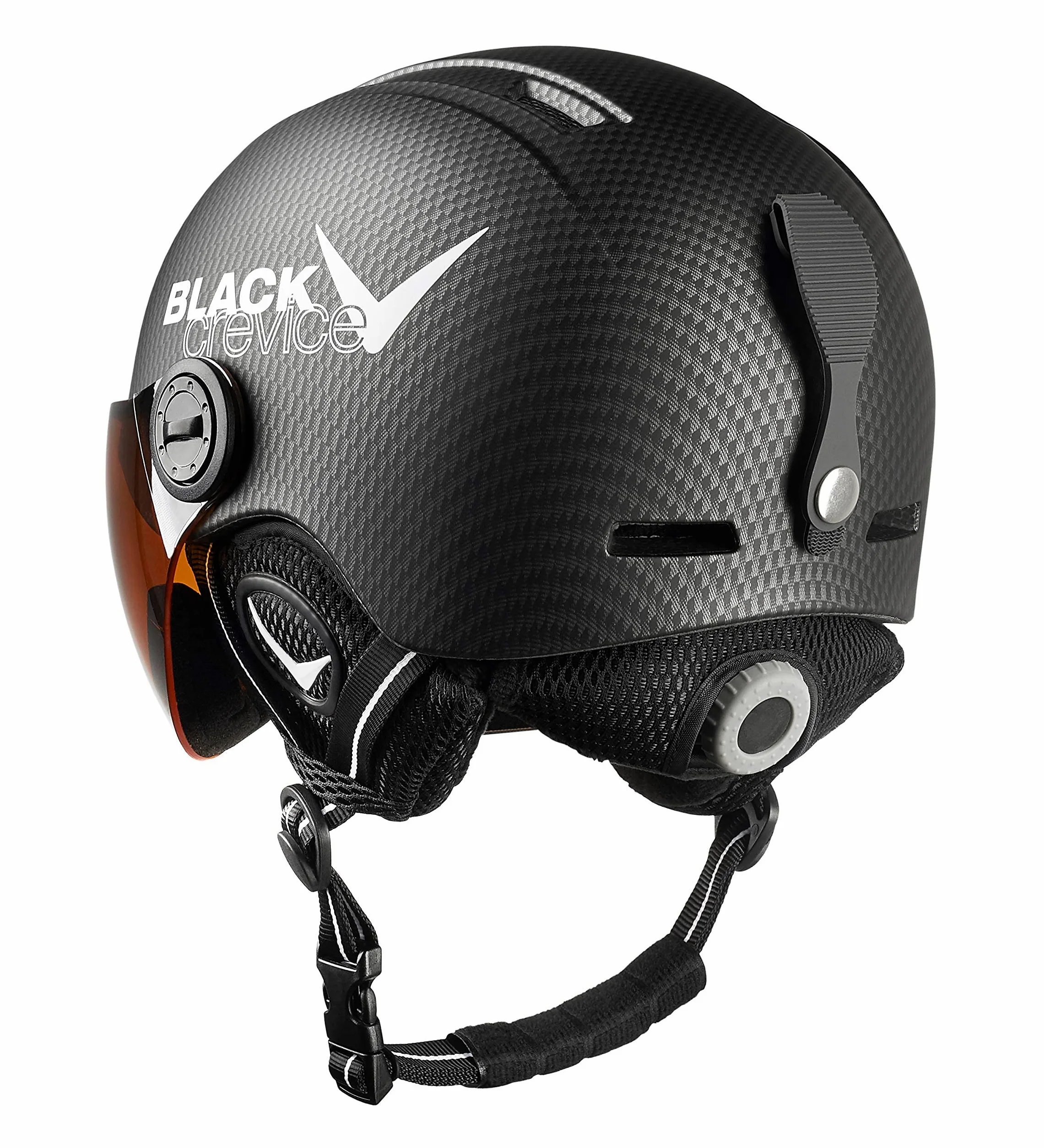 BLACK CREVICE Kids Ski Helmet Leogang I Casque de Ski avec visière Style Pilote différentes Couleurs I Casque de Snowboard pour garçons & Filles I Casque de Ski Respirant I Taille réglable