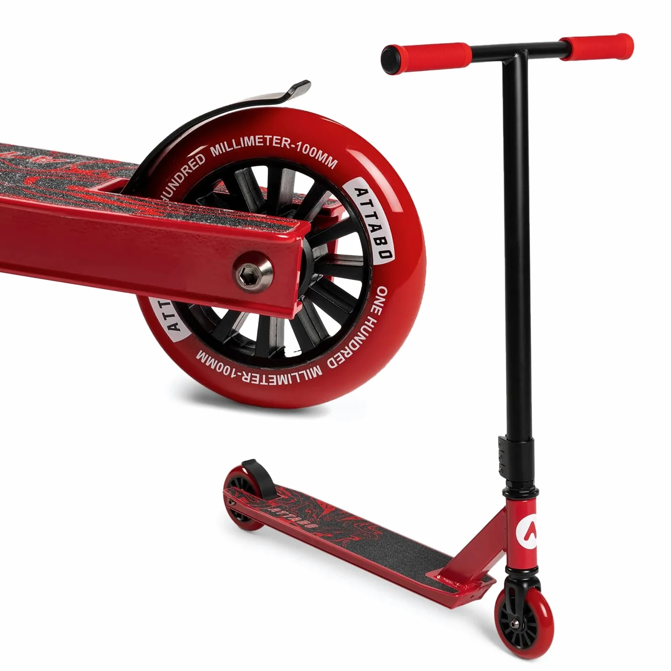 ATTABO Trottinette Freestyle Bunny Hop Légère et Durable Roulements en Polyuréthane ABEC-7 Roues 100 x 24 mm Cadre en Aluminium Composants en Acier Dimensions Compactes