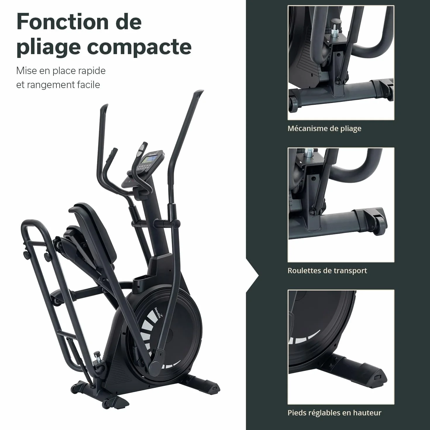 Skandika Vélo elliptique Carbon P23, Frein magnétique, connecté, Max 135KG