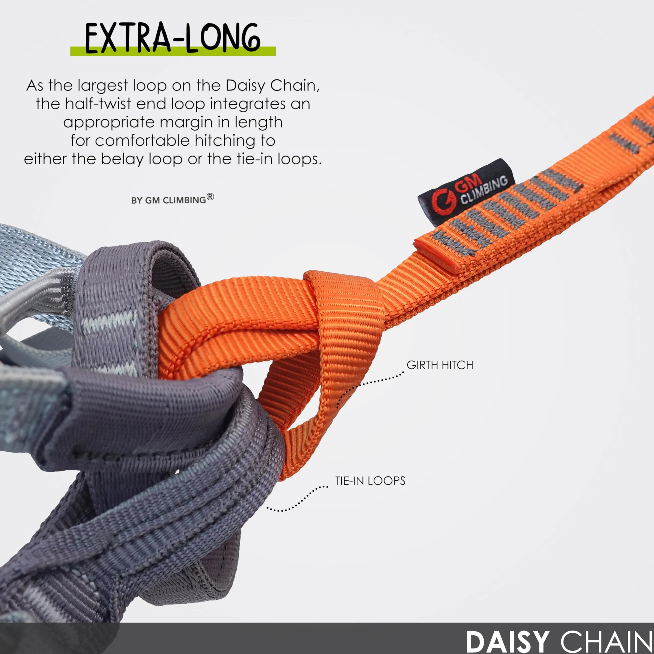 GM CLIMBING Chaîne en nylon 16 mm 22 kN 120 cm CE UIAA