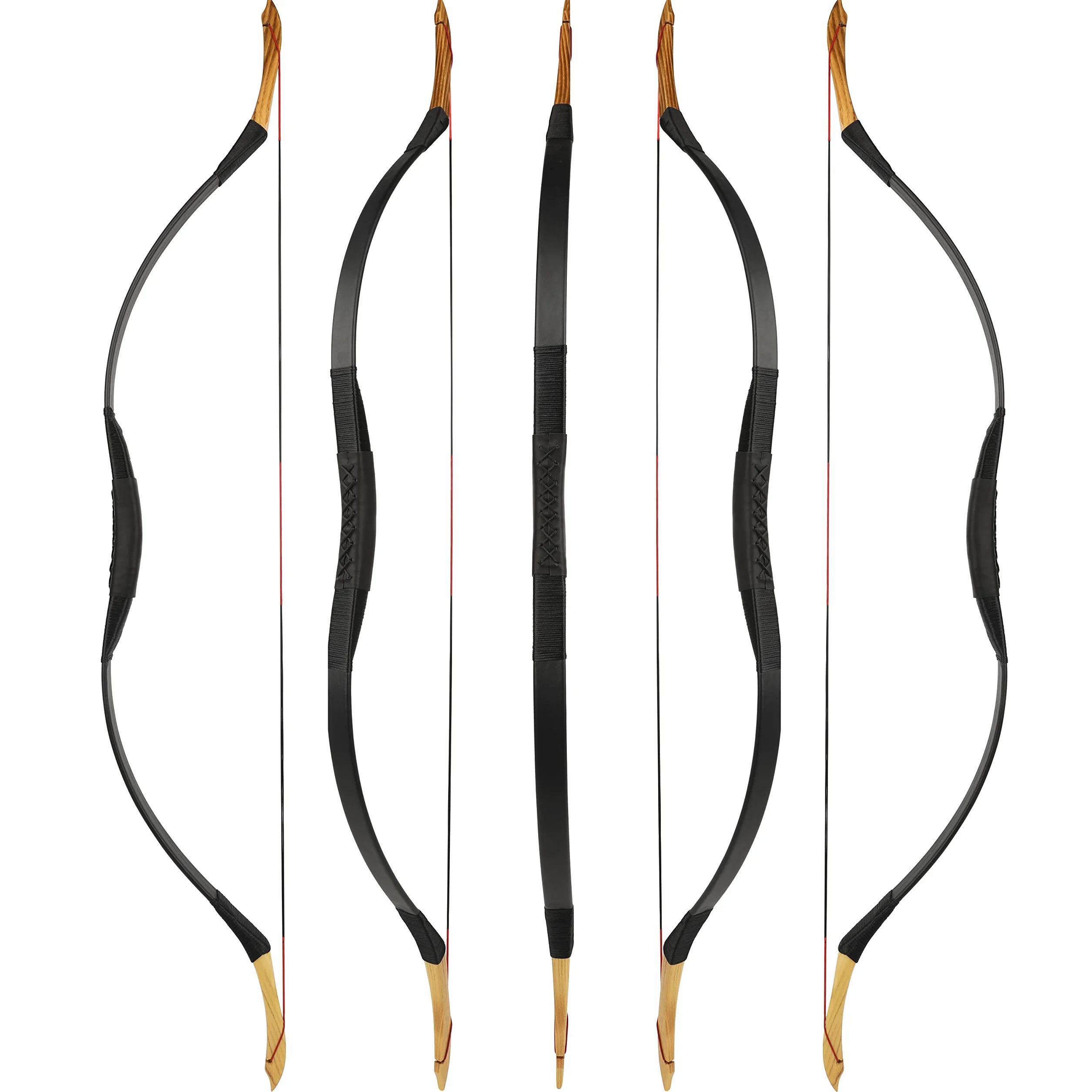 Arc Traditionnel Classique Longbow Sport Tir à l'arc Bois Fait Main pour Adultes Débutant 35Lbs