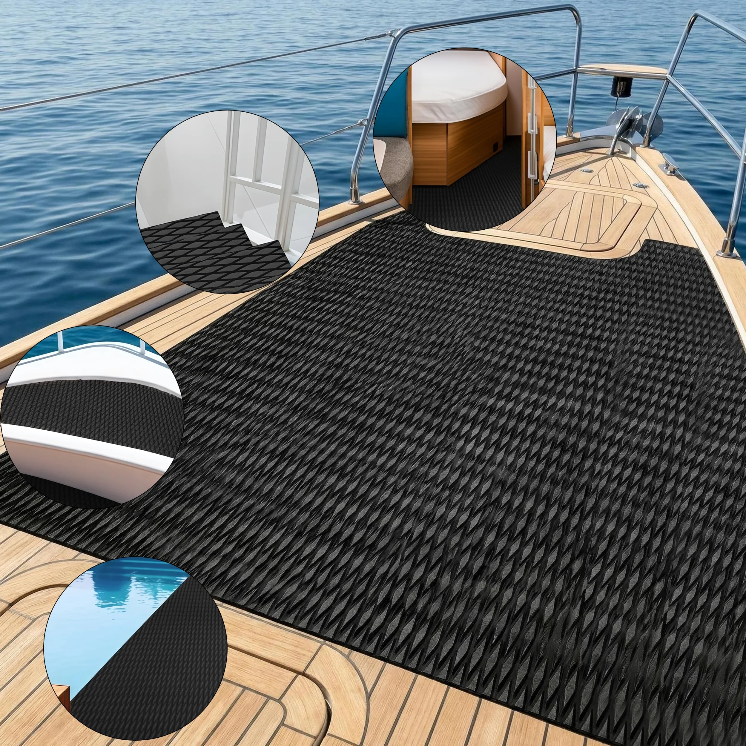Tapis de Bateau en Mousse EVA, épaisseur 5mm antidérapant, Tapis Autocollant en Caoutchouc Mousse pour Yacht, Bateau à Moteur, Camping-Car et Bateau de pêche