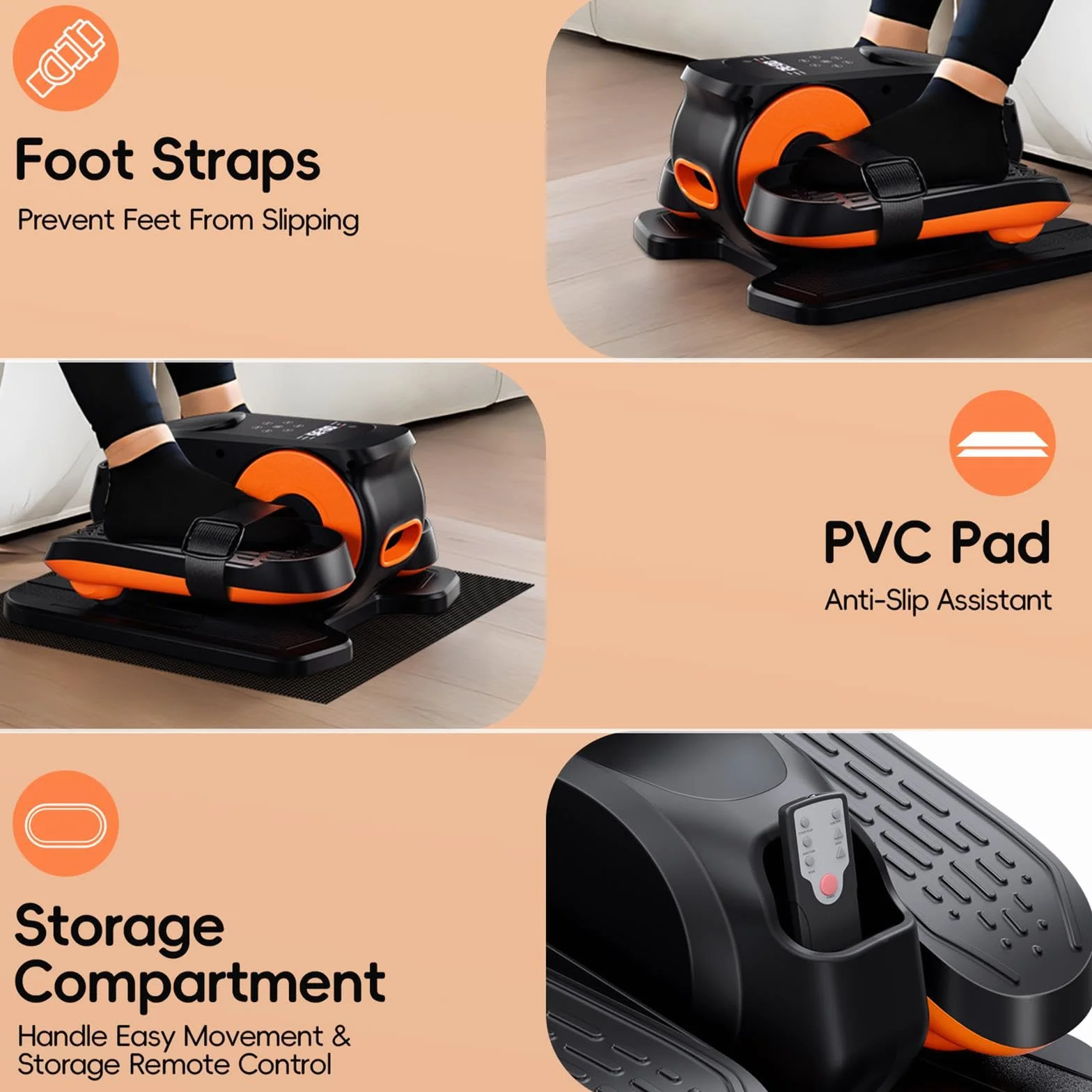 Morelax Vélo Elliptique de Bureau Silencieux Portable 12 Vitesses avec Télécommande et Écran