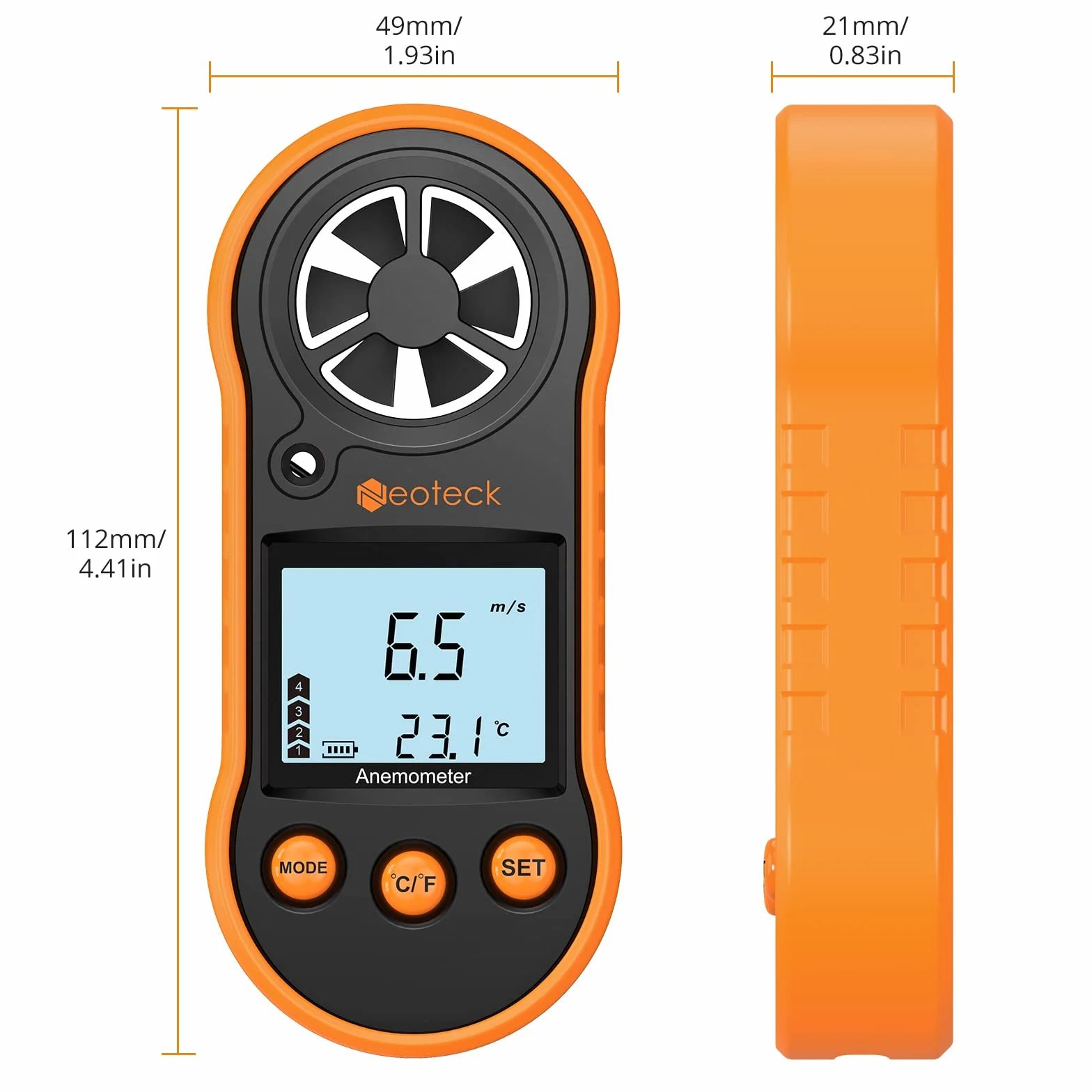Anémomètre numérique avec écran LCD pour la vitesse du vent, débit d'air et température