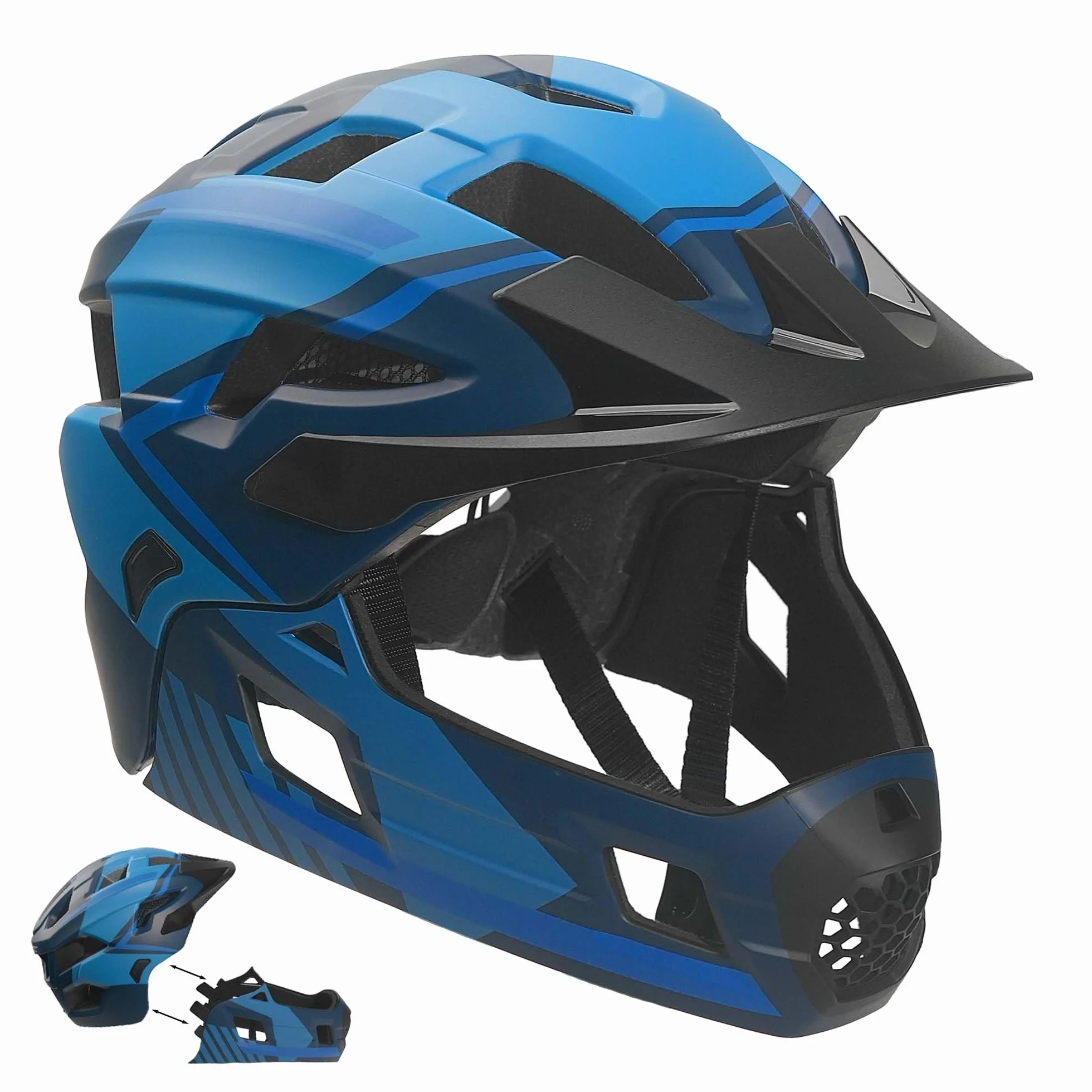 Crazy Safety Casque Vélo Intégral pour VTT BMX Skateboard Enfant Mentonnière Amovible Taille M 54-57 cm
