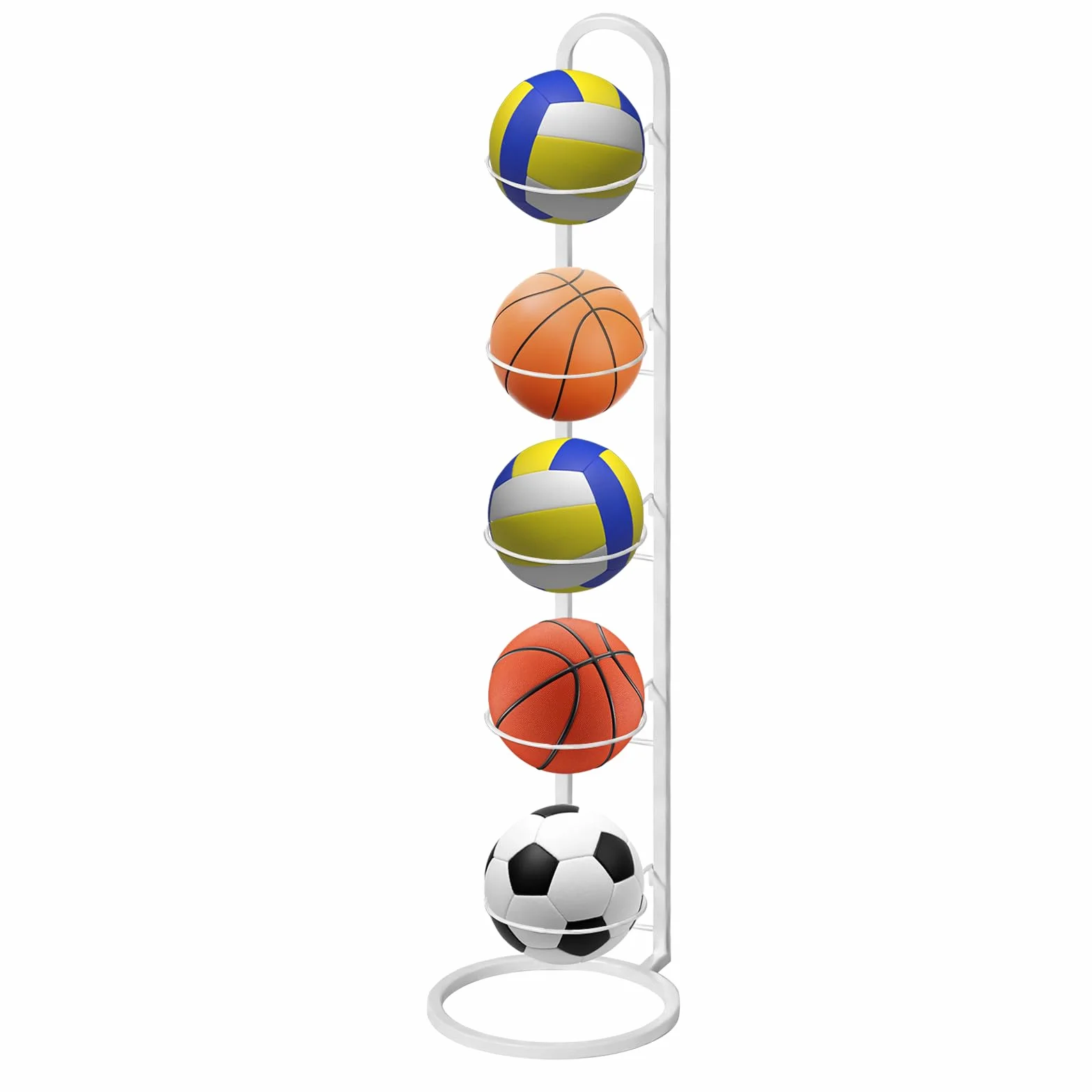 LURICO Support de balle vertical 5 niveaux pour basketball football volleyball blanc