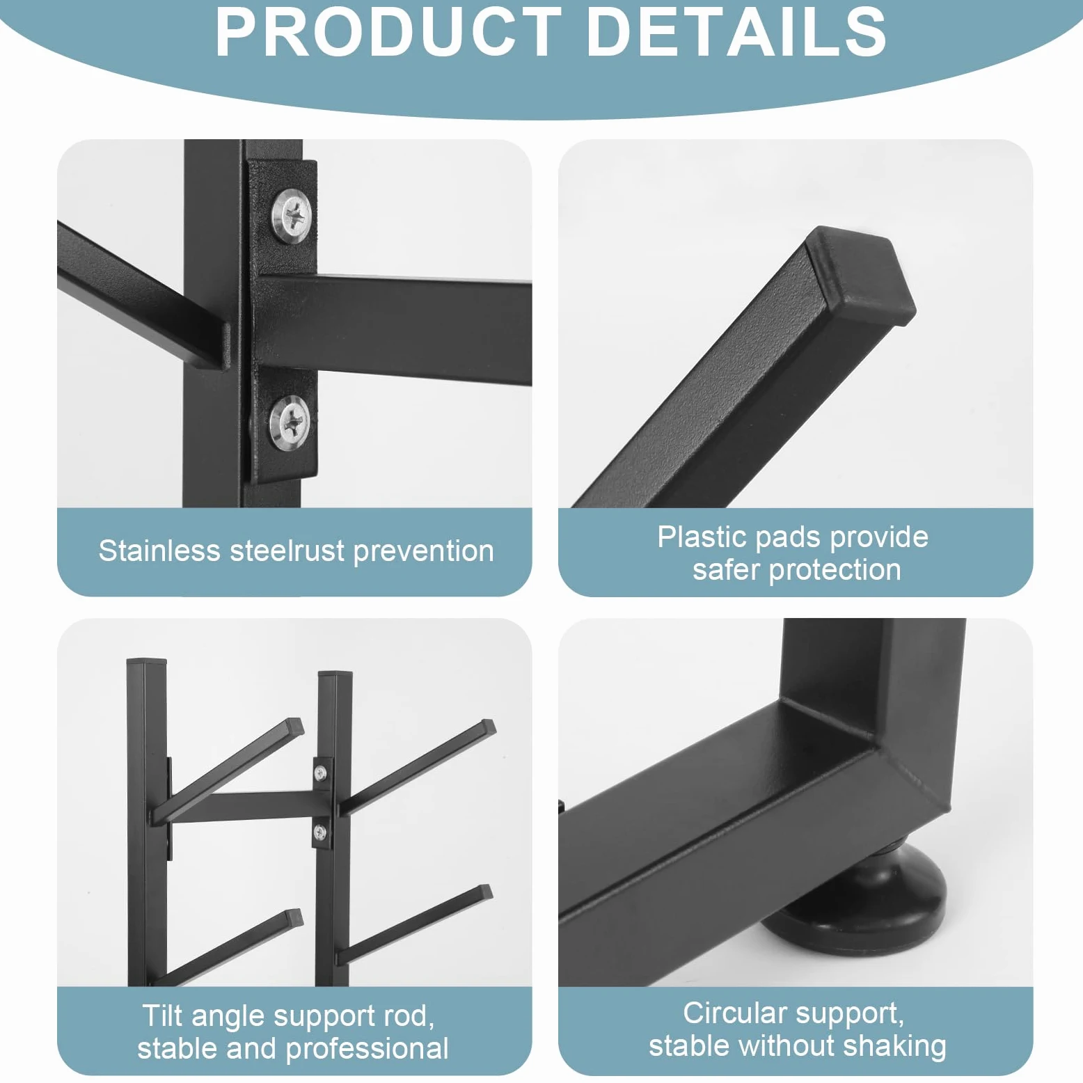 BiJun Support de sol pour skateboard, support de planche à roulettes à 4 couches, support de rangement pour planche à neige, support de plancher pour terrasse, longboard, snowboard, skateboard
