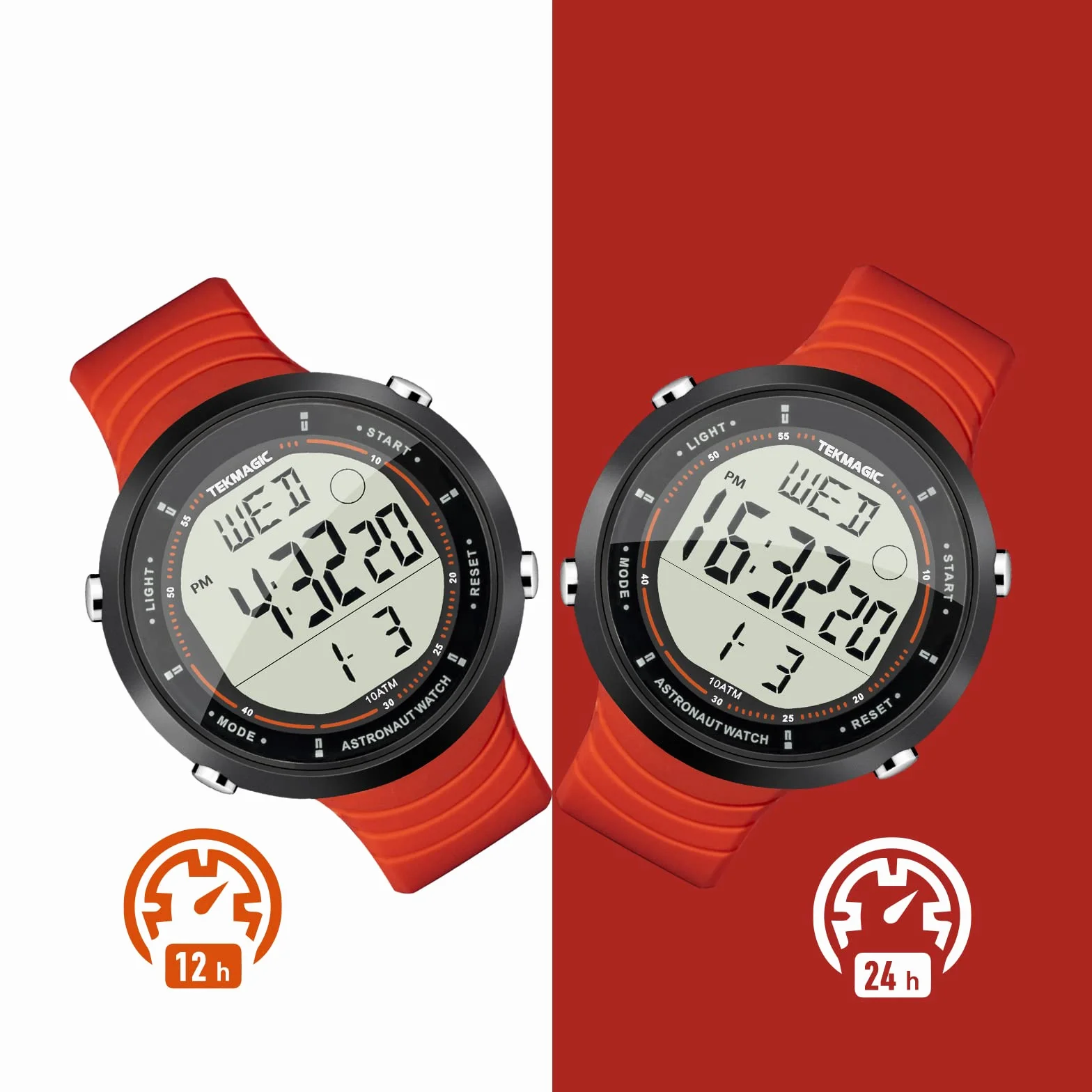 Montre de Sport Étanche 10 ATM Natation Plongeon Chronographe Minuterie Double Fuseau Horaire Réveil