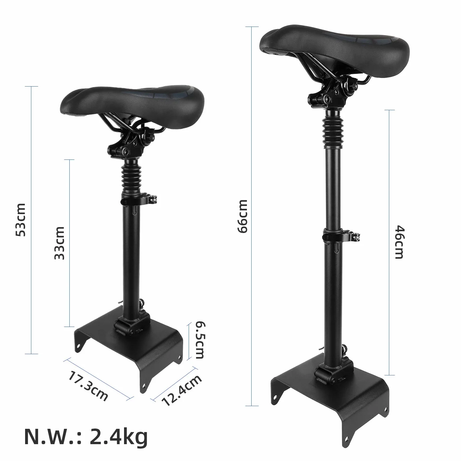 Tbest Selle Réglable pour Scooter électrique F20 F25 F30 F40, Conception Ergonomique Pliable avec Cadre en Alliage d'aluminium et Coussin en Mousse d'absorption des Chocs
